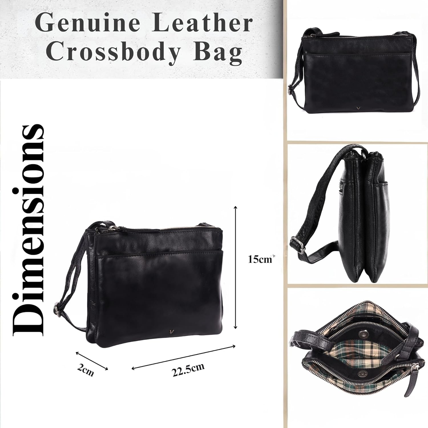 9 inch Genuine Leather Crossbody Sling Bags for Women, Trendy Casual Office Bag with Adjustable Strap - Image 5