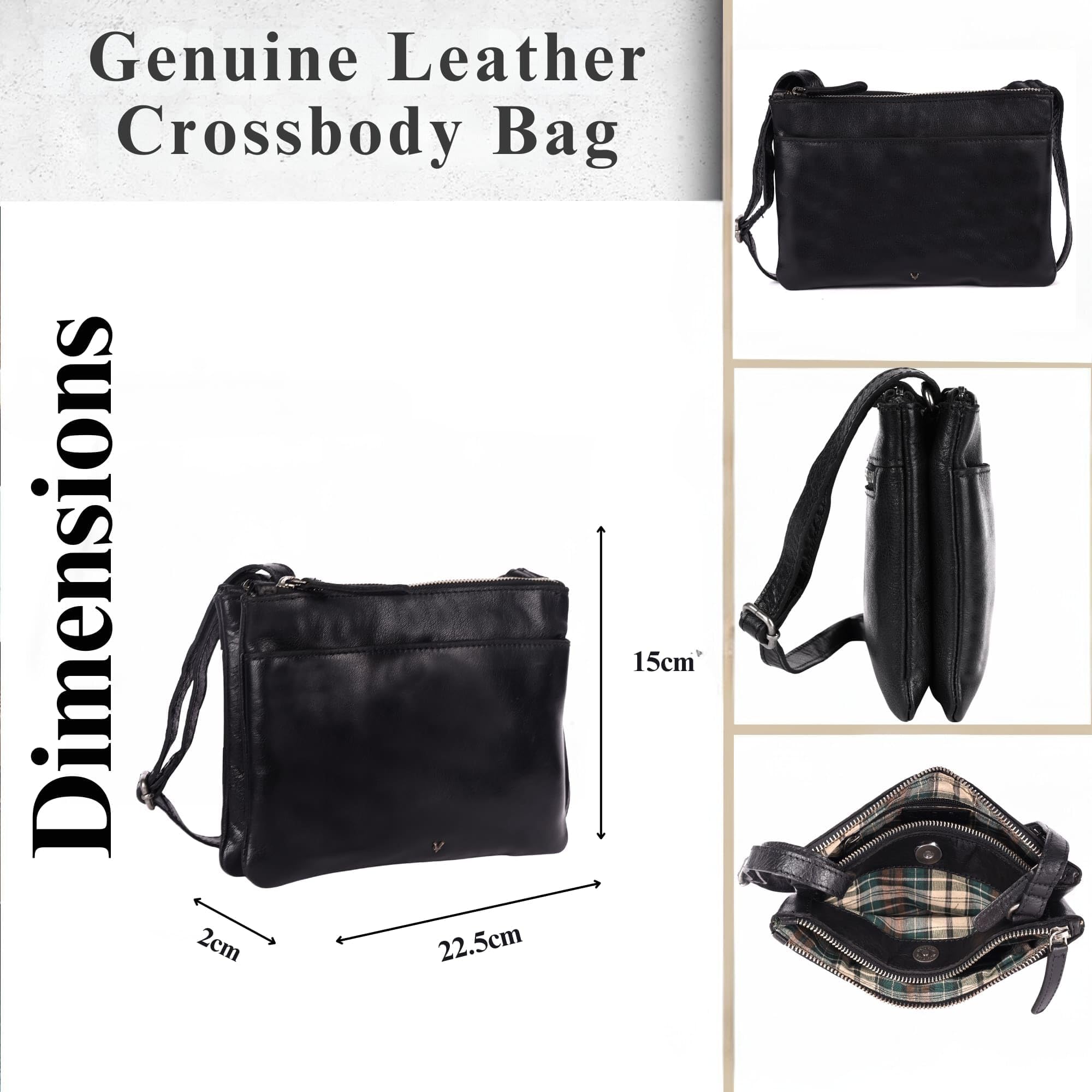 9 inch Genuine Leather Crossbody Sling Bags for Women, Trendy Casual Office Bag with Adjustable Strap