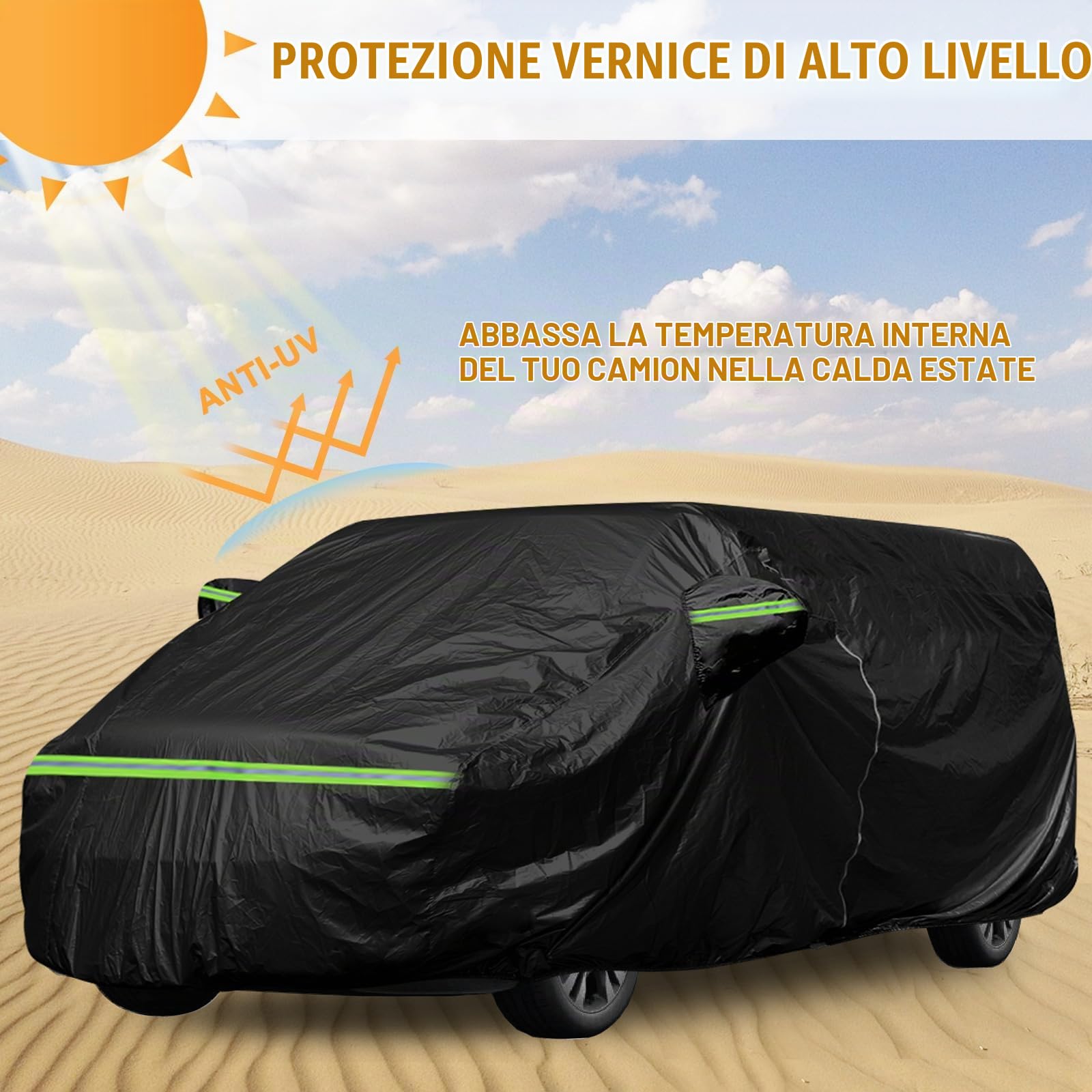 Telo Copriauto, Impermeabile Copriauto Sostituzione per Ford Transit Custom L1H1 2012-2022, Tutte Condizioni Atmosferiche Copertura per Auto con Porta con Cerniera e Cinturino Antivento