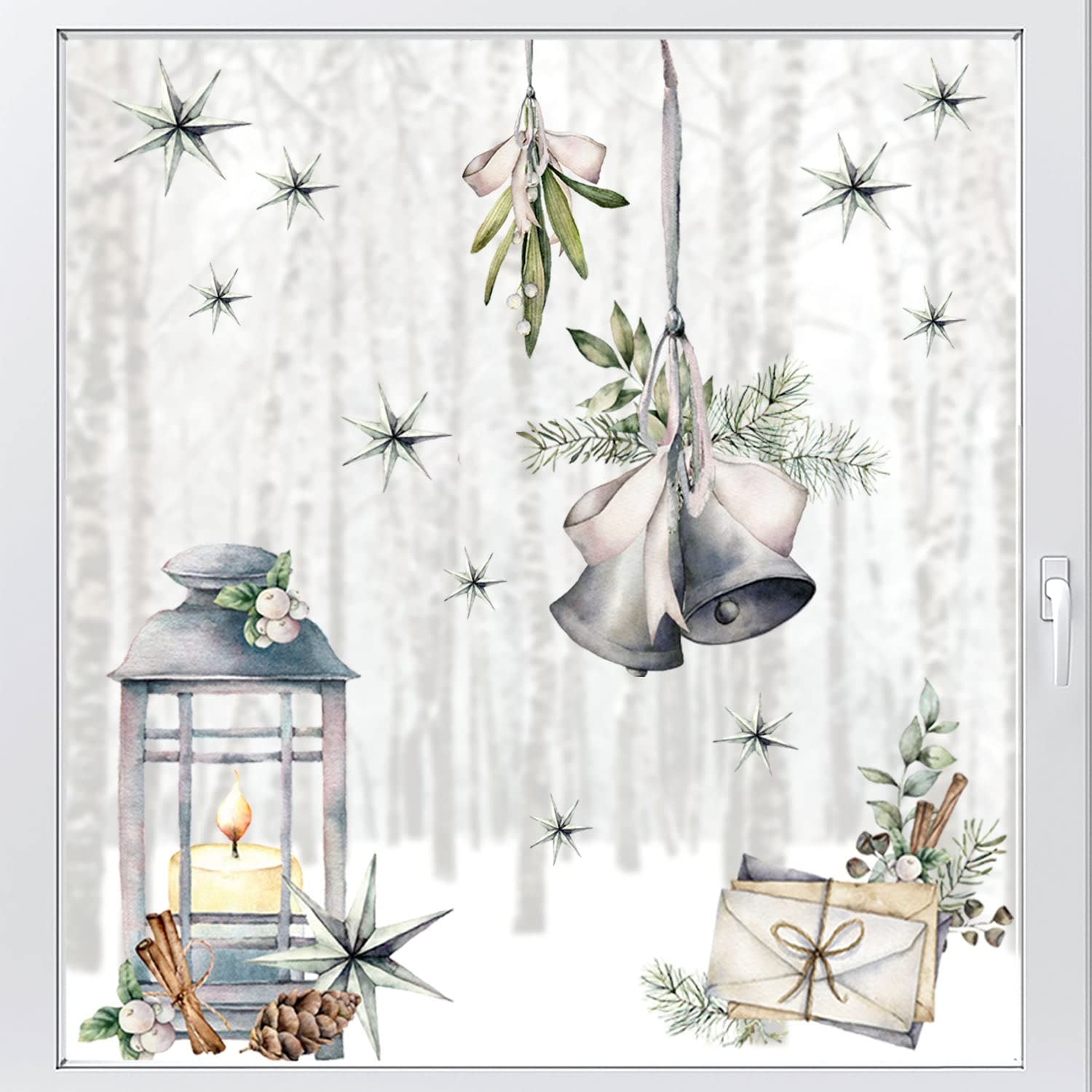 Dizzy Duck Designs Dizzy Duck 16 Large Reusable Christmas Clings Stickers Decals For Shop Home Business Window Decoration (L)
