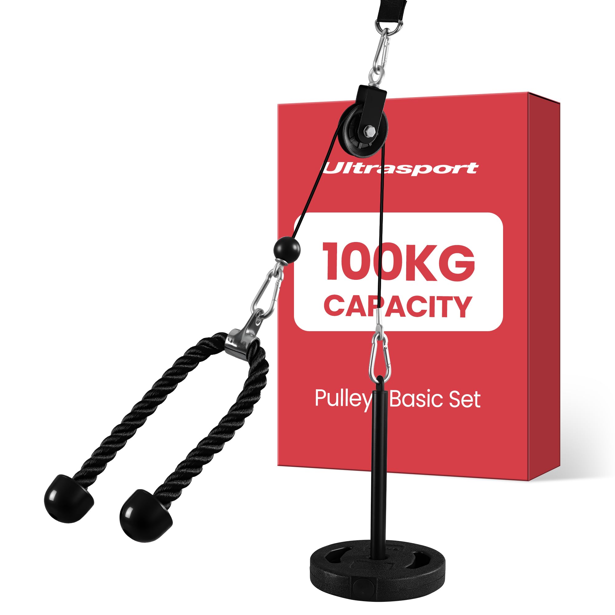 Ultrasport Cable Pulley System Home Gym for Triceps and Lat Pull Down, Arm and Back I Cable Machine with 12 Components for Smart Workouts