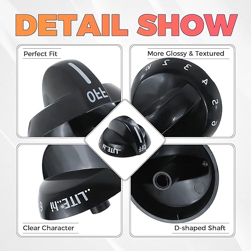 Miniatura 3 de Paquete de 4 perillas de quemador superior 316220009, repuesto para Crosley, Frigidaire, Tappan, repuesto PS199153, AP4322122, 1379610 AH1991531,