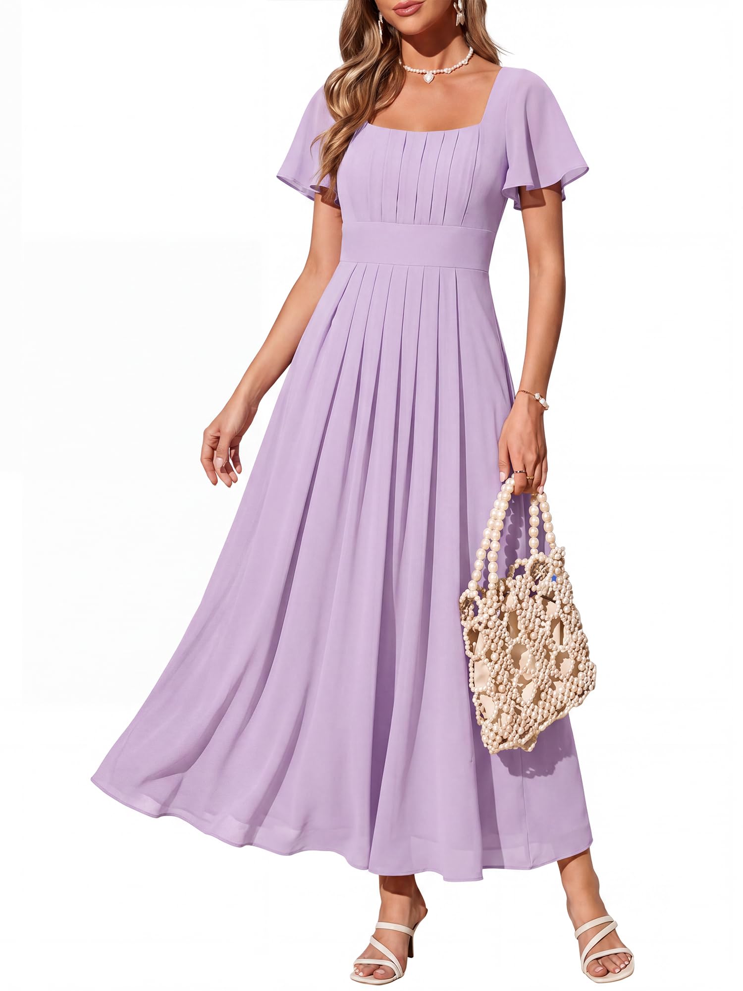 Ever-Pretty Brautjungfernkleider Lang Abendkleid Plus Size Elegant Chiffon für Hochzeit ES02703