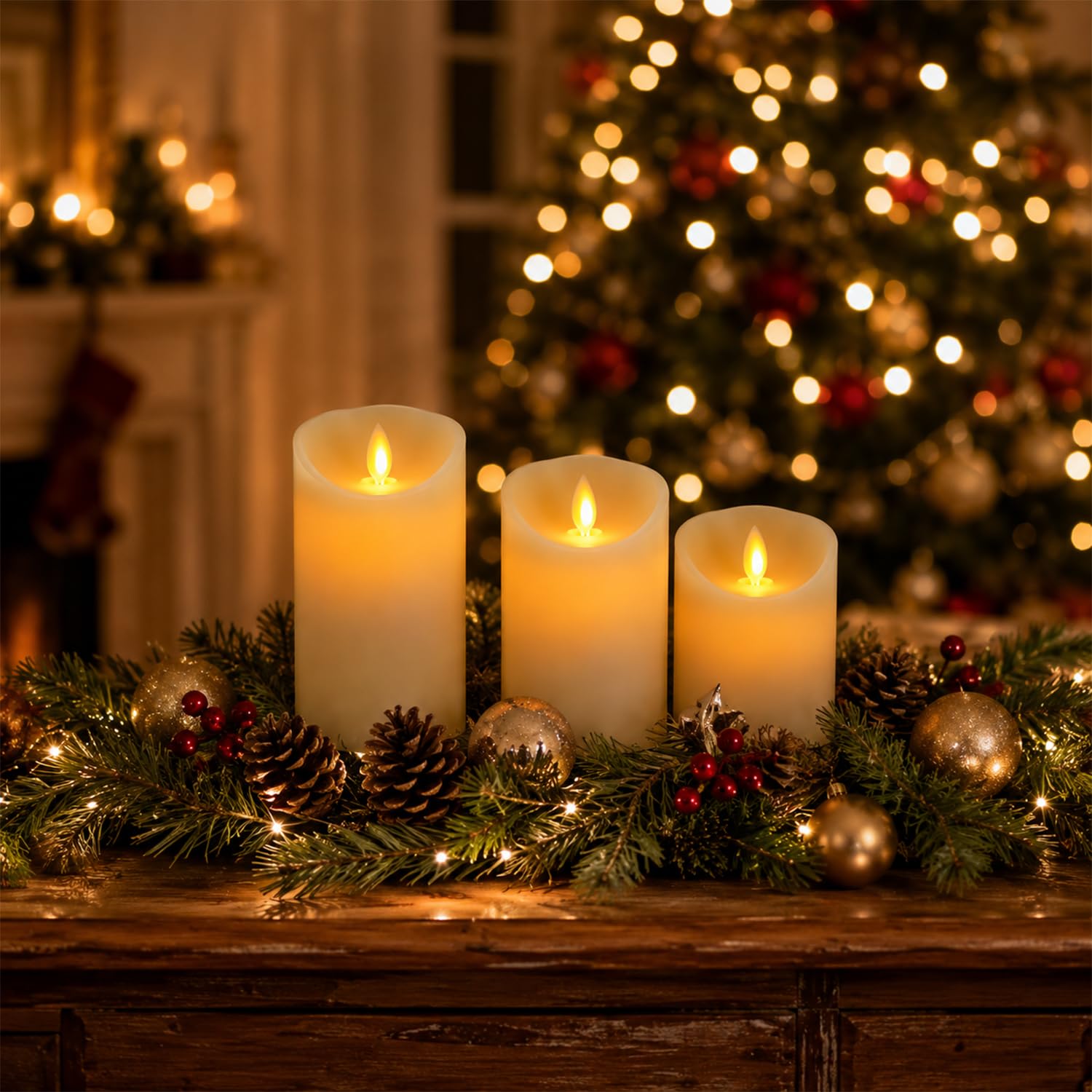 Velas LED (12 unidades, plástico, con temporizador, mando a