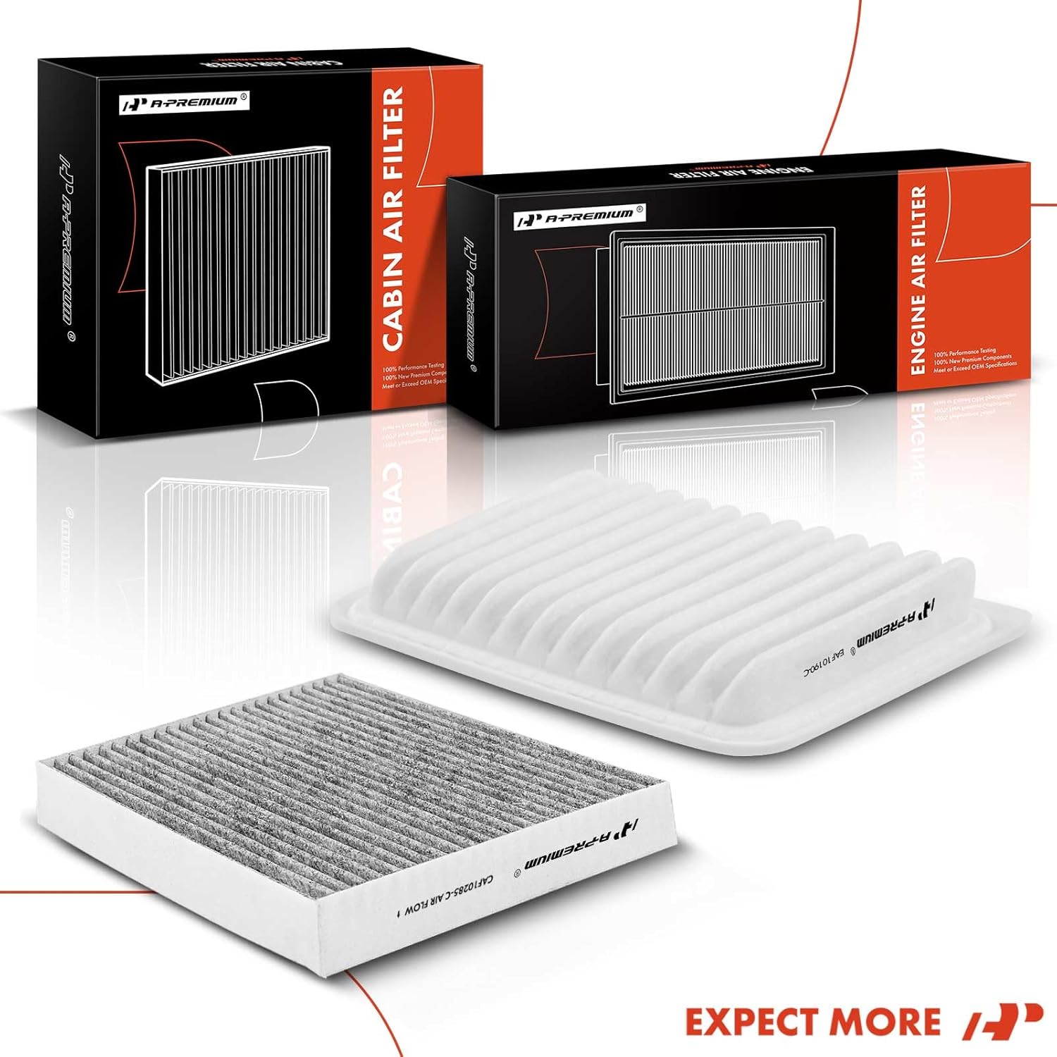 A-Premium 2-PC Engine & Cabin Air Filter with Activated Carbon Compatible with Toyota Corolla 2009-2019, Corolla iM 2017-2018, Matrix 2009-2014, Yaris 2006-2018 & Scion xD 2008-2014, iM & Pontiac Vibe