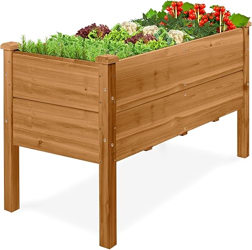 Miniatura 34 de Best Choice Products - Plantador de jardín elevado de 72x24x30 pulgadas, soporte de macetero de madera para jardín trasero, patio, balcón con panel