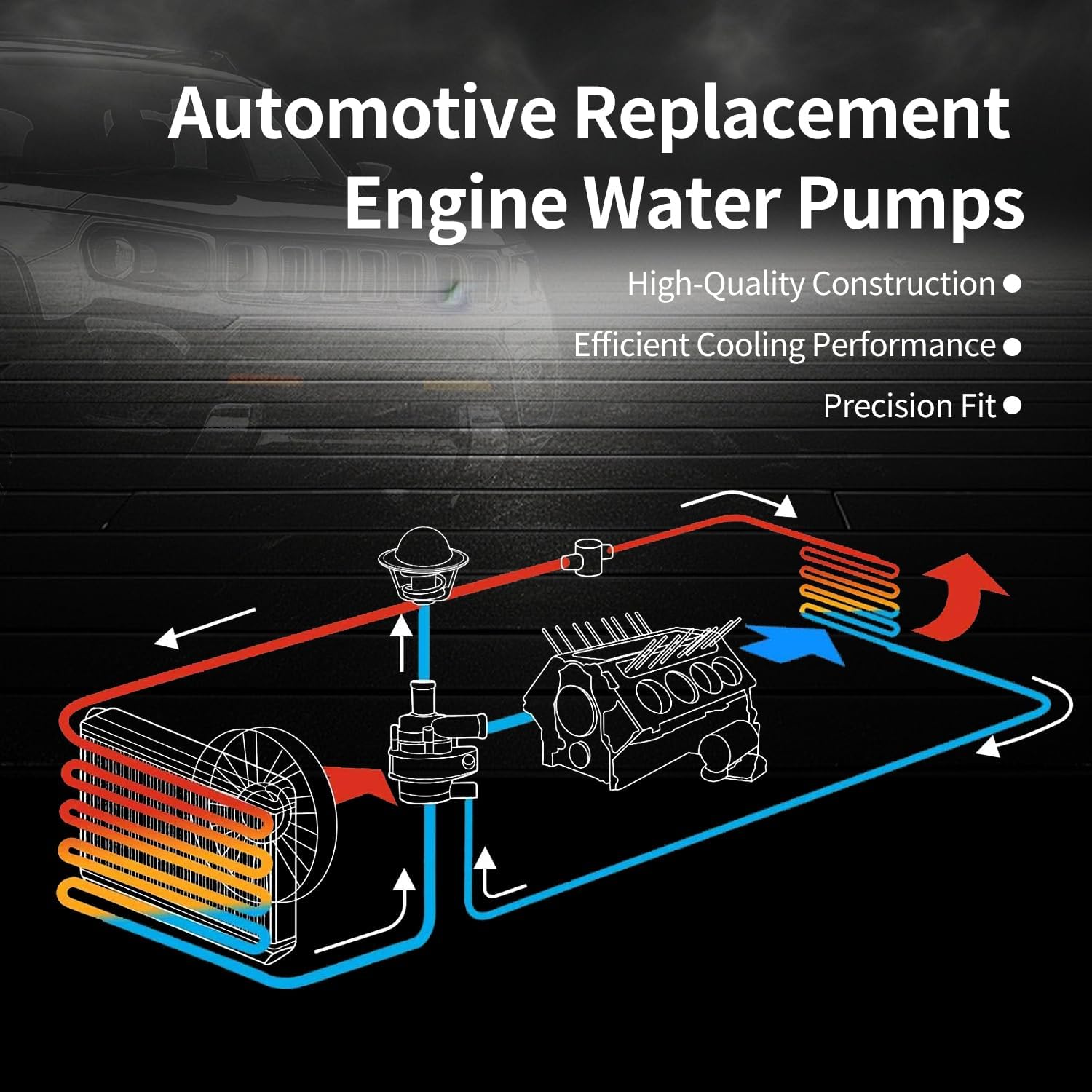 Engine Water Pump Compatible with Honda Civic 1.7L 2001 2002 2003 2004 2005 Acura EL 1.7L 2001-2005 [#AW9419, WP-9207, 19200PLMA01, 571597, 1352420, 41115]