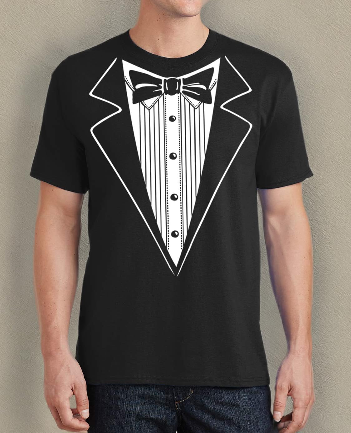 Classic Printed Tuxedo Prom Wedding Party Mens T-Shirt - Image 3