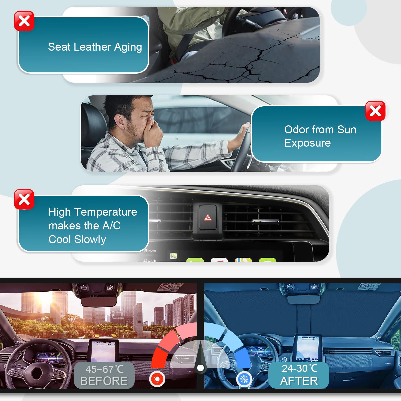 [Mise à Niveau] CDEFG Compatible avec Renault Clio 5 V 2020-2025 2026 Protection Solaire Pare-Soleil Avant Parasol Pare-Soleil Avant Pare-Brise Voiture Pare-Soleil Accessoires