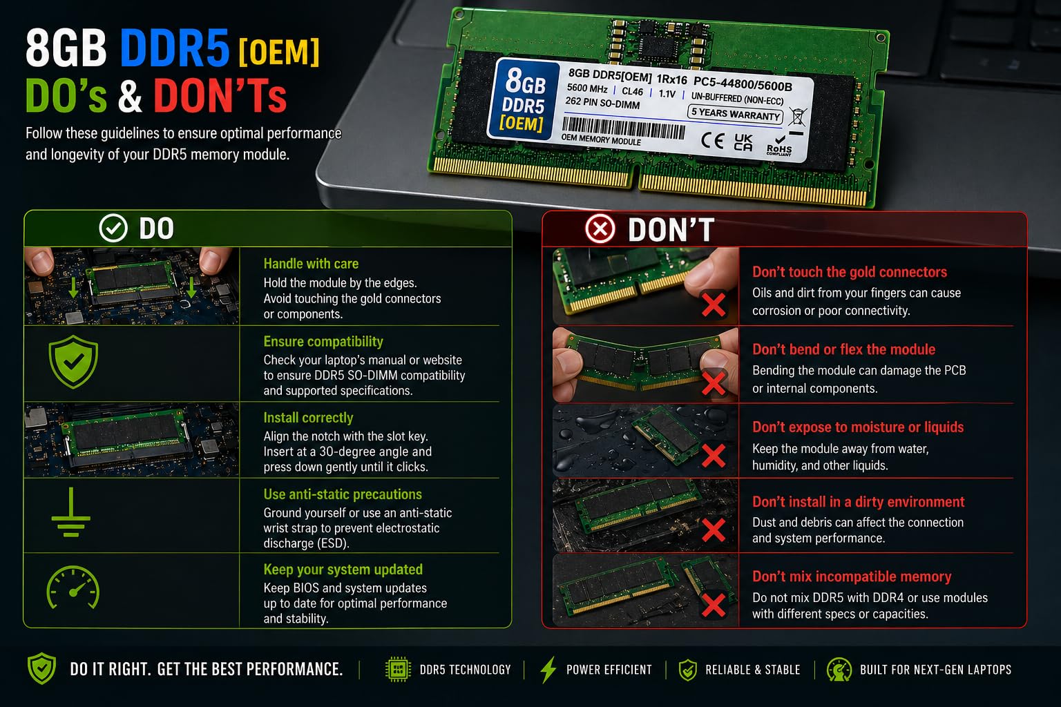 Amazon.in: Buy 8GB DDR5 5600MHz OEM Laptop RAM Compatible with
