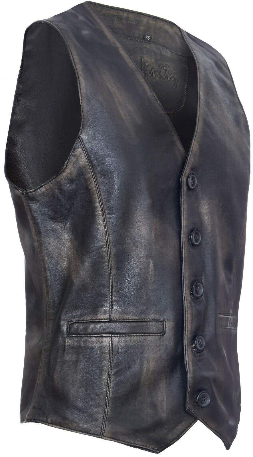 Gli Uomini Liscia Capra Scamosciata Smart in Pelle Nero Gilet