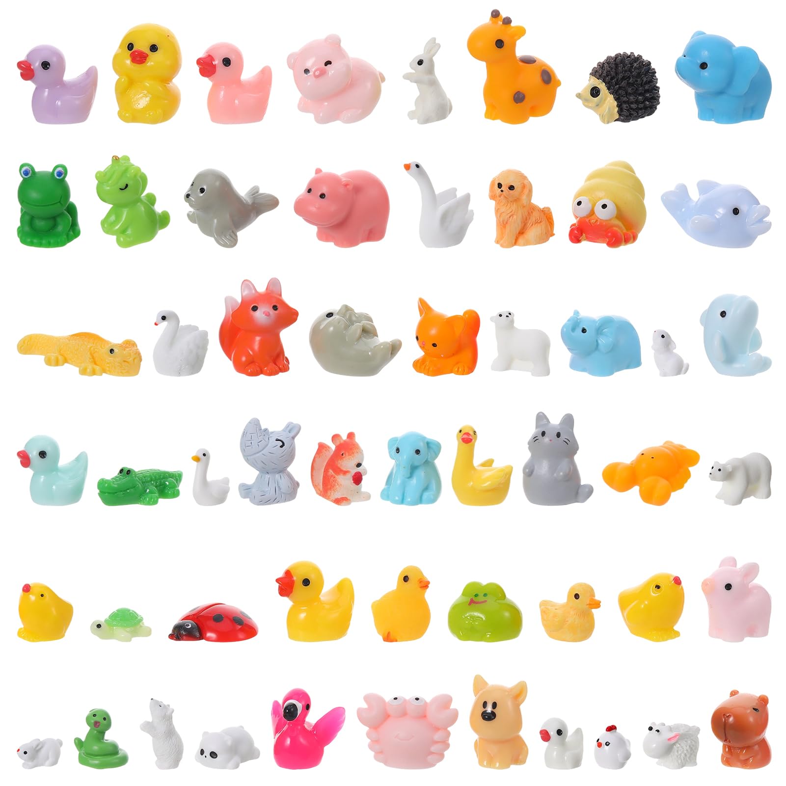 GSrenyu 55Pcs Mini Resin Animals Mixed, 55 Styles Little Plastic Animal Small Garden Fairy Figures for Micro Landscape Fairy Aquarium Dollhouse Decor — image 1