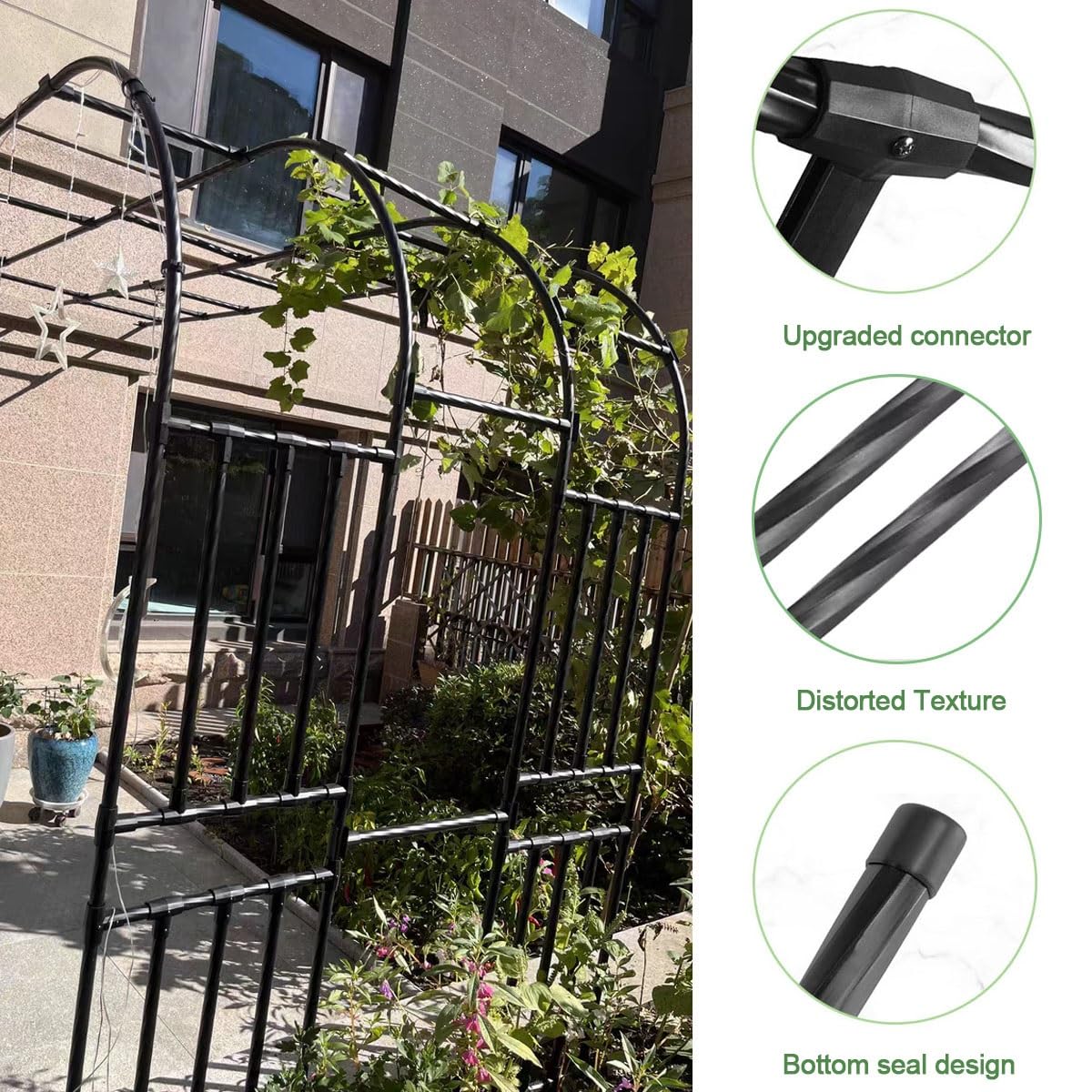 Metall Gartenbogen Rosen Torbogen Rankhilfe, Halbbogen Für Kletterpflanzen, 0.6 1.2 1.5 1.8 2.0 2.4 2.5 2.6 2.7 3.0 m Stabiles Rankbogen Rankgitter Rosenspalier, Terrasse Dekor(WxH 2.0x2.7 m)