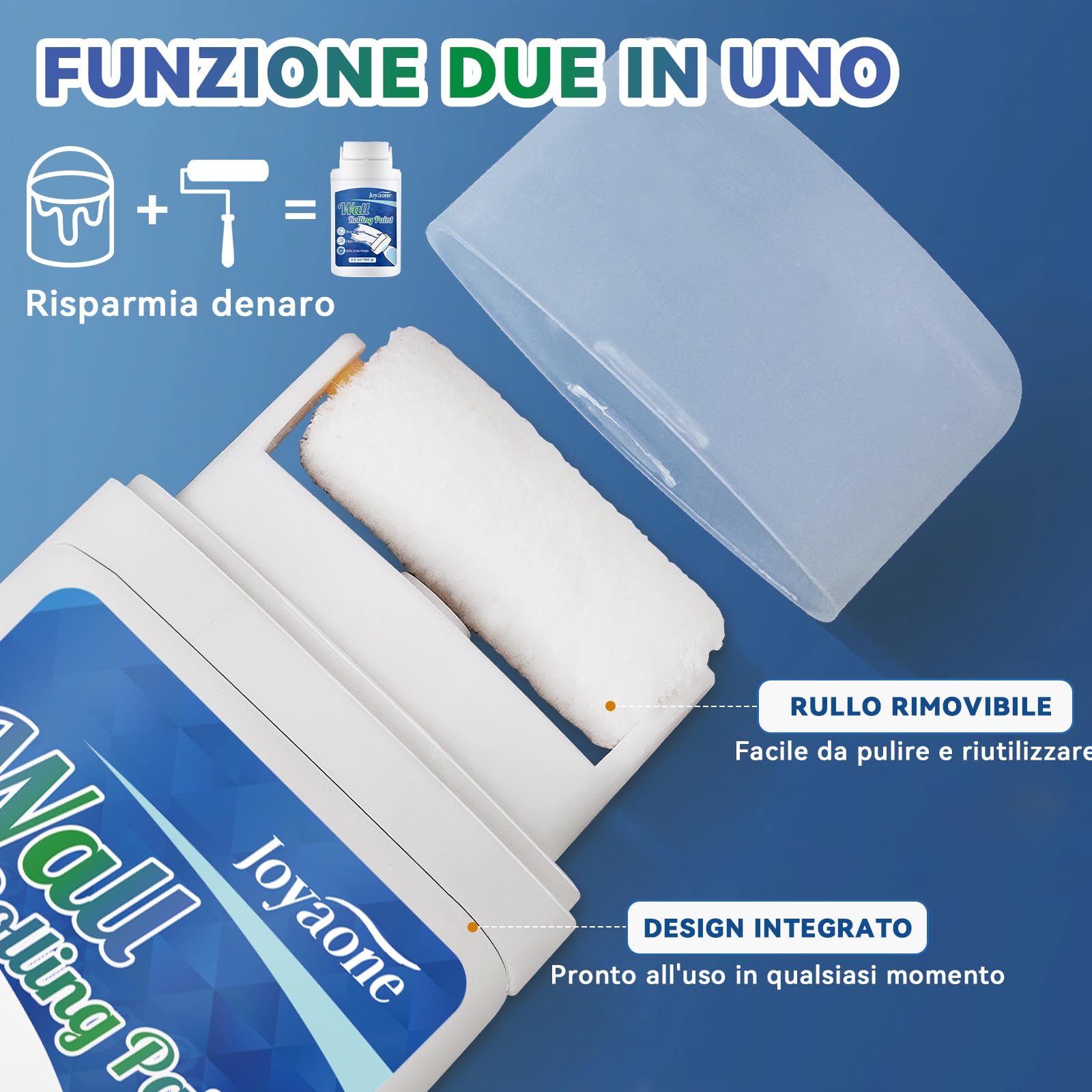 Rullo per Vernice Bianca, Kit di Riparazione per Pareti Portatile e Integrato, Facile da Applicare, Vernice Bianca a Rapida Asciugatura a Base d'Acqua, Adatto per Piccole Aree di Cartongesso (100 g) - 3