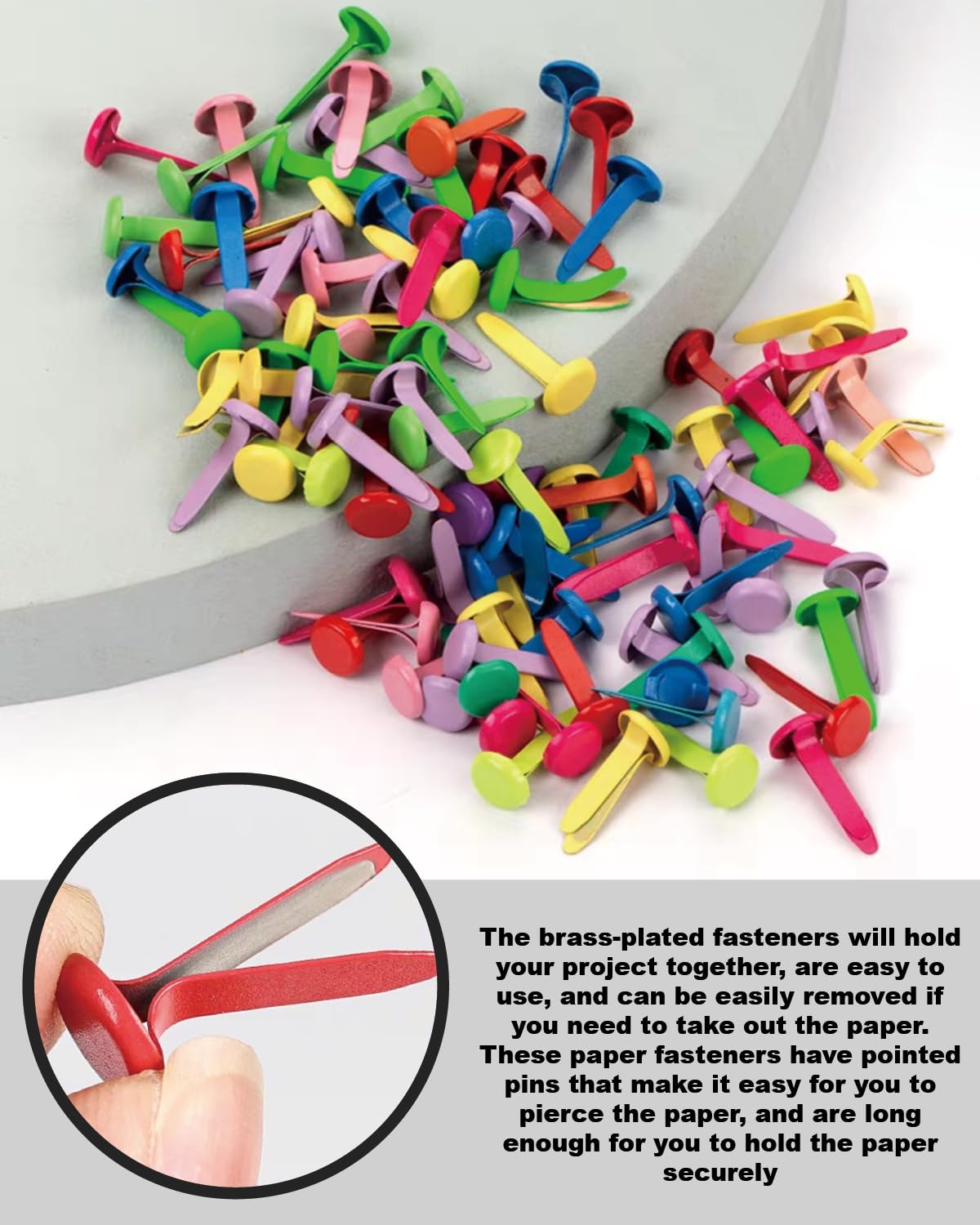 100 Pezzi Fermacampioni Piccoli Rotondi in Metallo per Scrapbooking, Decorazioni Artigianali