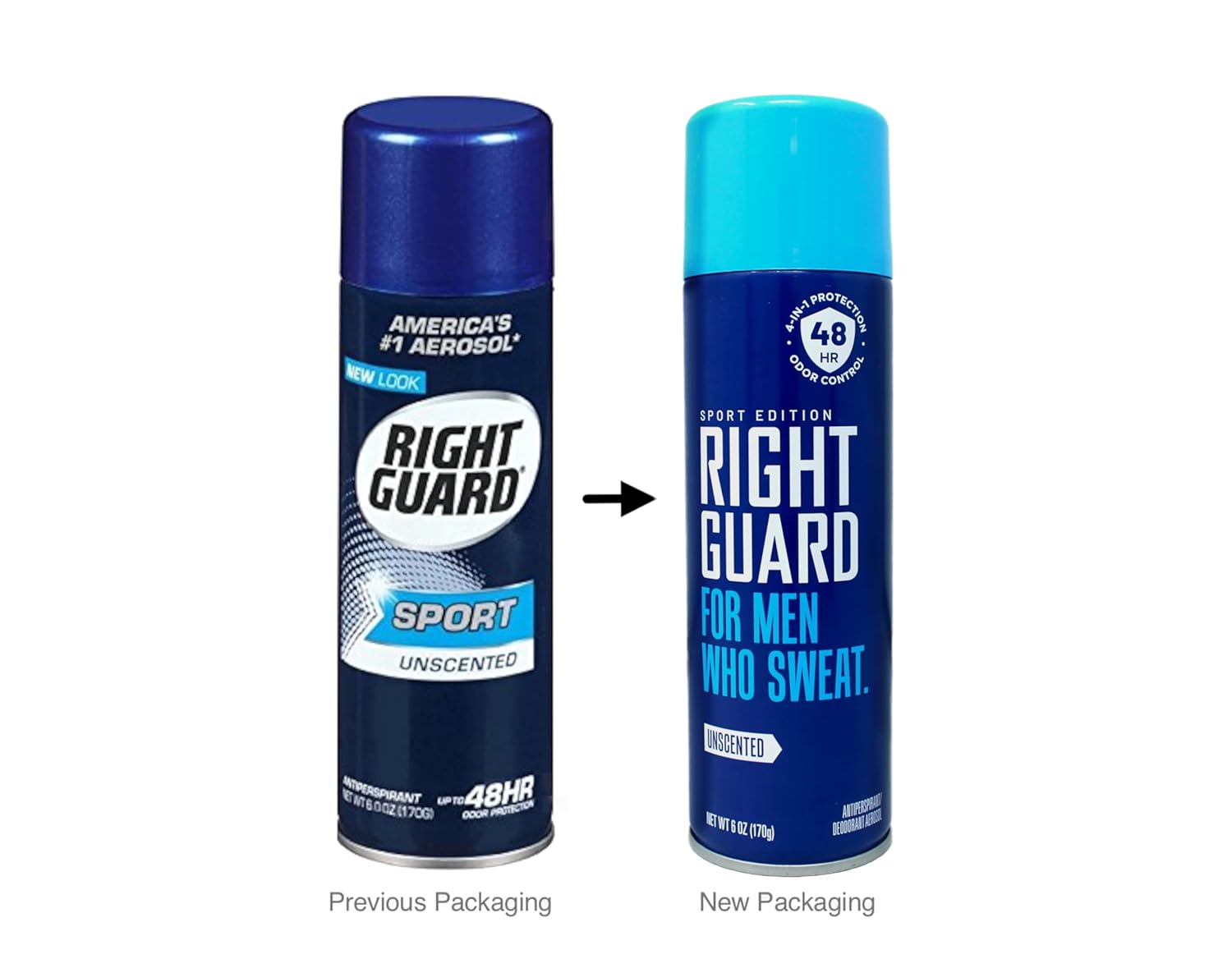 Right Guard Sport 6 Ounce Aerosol Unscented 48Hr Antperspirant (Pack of 2)