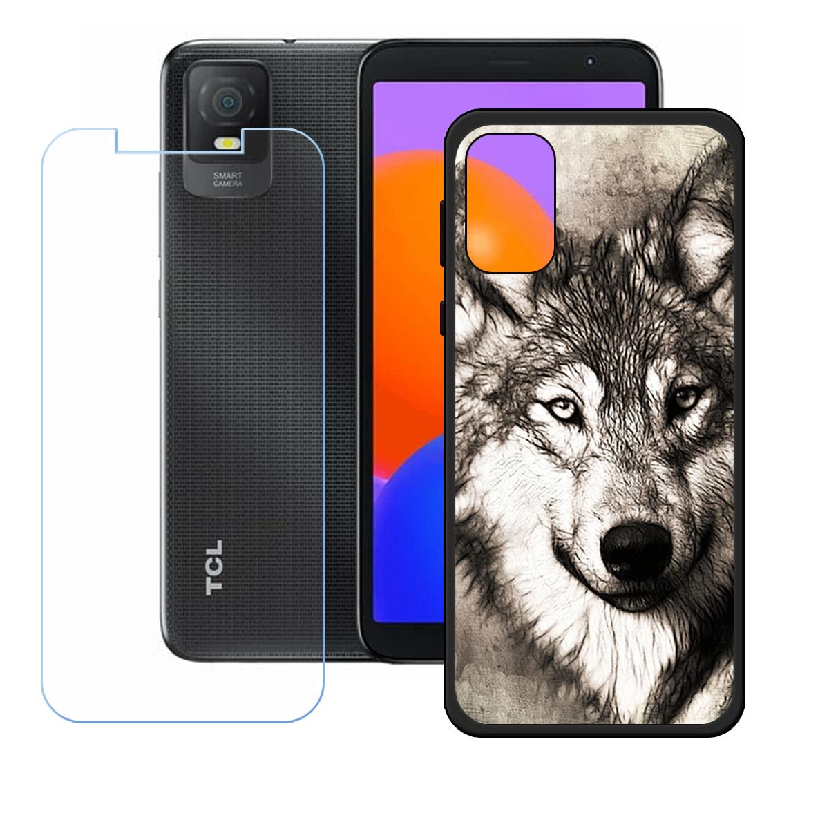 TREBAM Cover per TCL 403 (6.0), Custodia per Telefono Ultrasottile Antiurto e Antigraffio, Morbido Silicone TPU Nero Protettiva Case per TCL 403 - Randagio