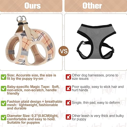 Miniatura 4 de BEAUTYZOO Juego de arnés y correa para perro pequeño, sin estrangulamiento, sin tirones, de malla suave reflectante para cachorros y gatos