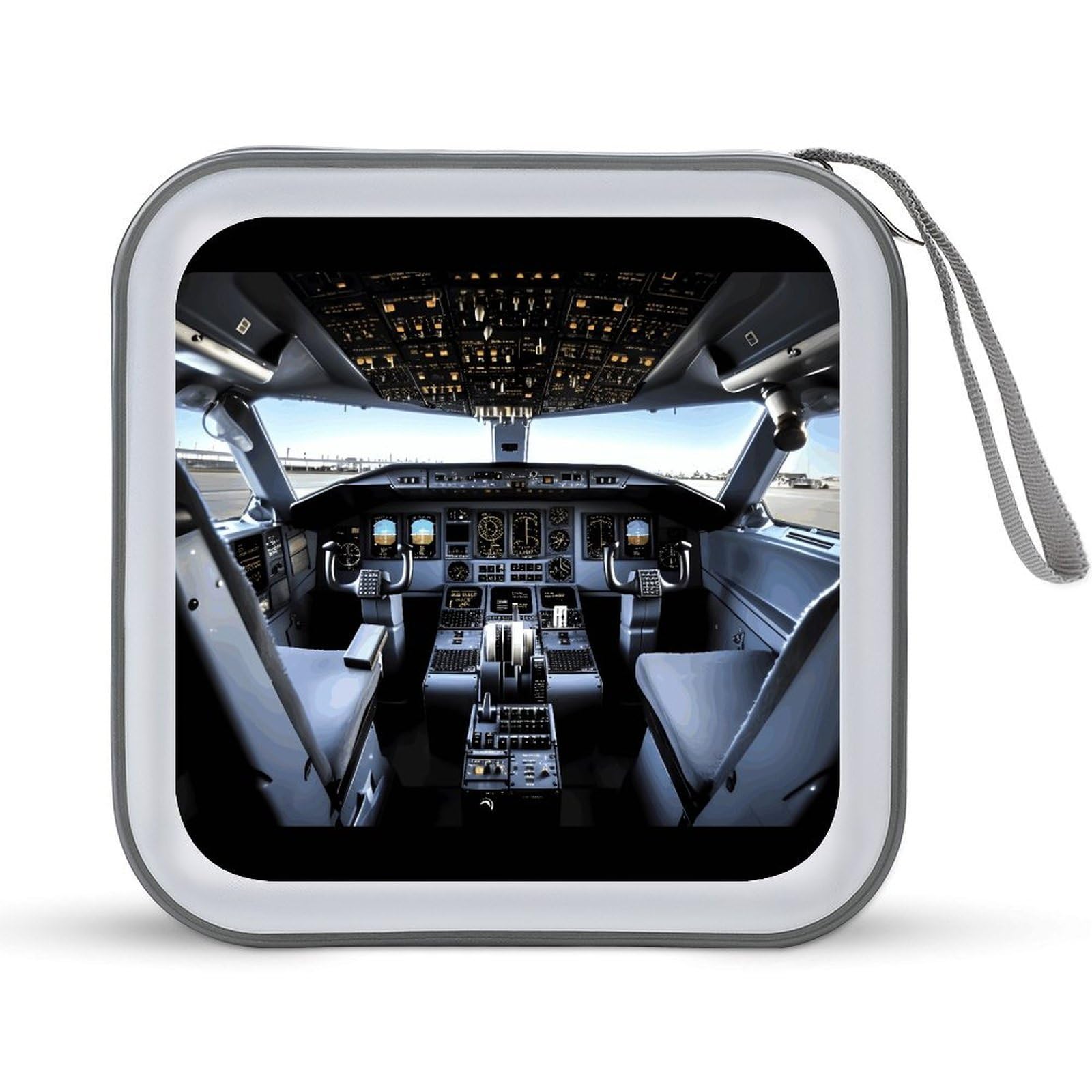 VstaDank Airplane Cockpit CD Case DVD Holder Storage Portable Carry Binder Holder Wallet Large Storage Disc Wallet Bag Hard Plastic DVD Disc Case Large Media Binder 40 Capacity