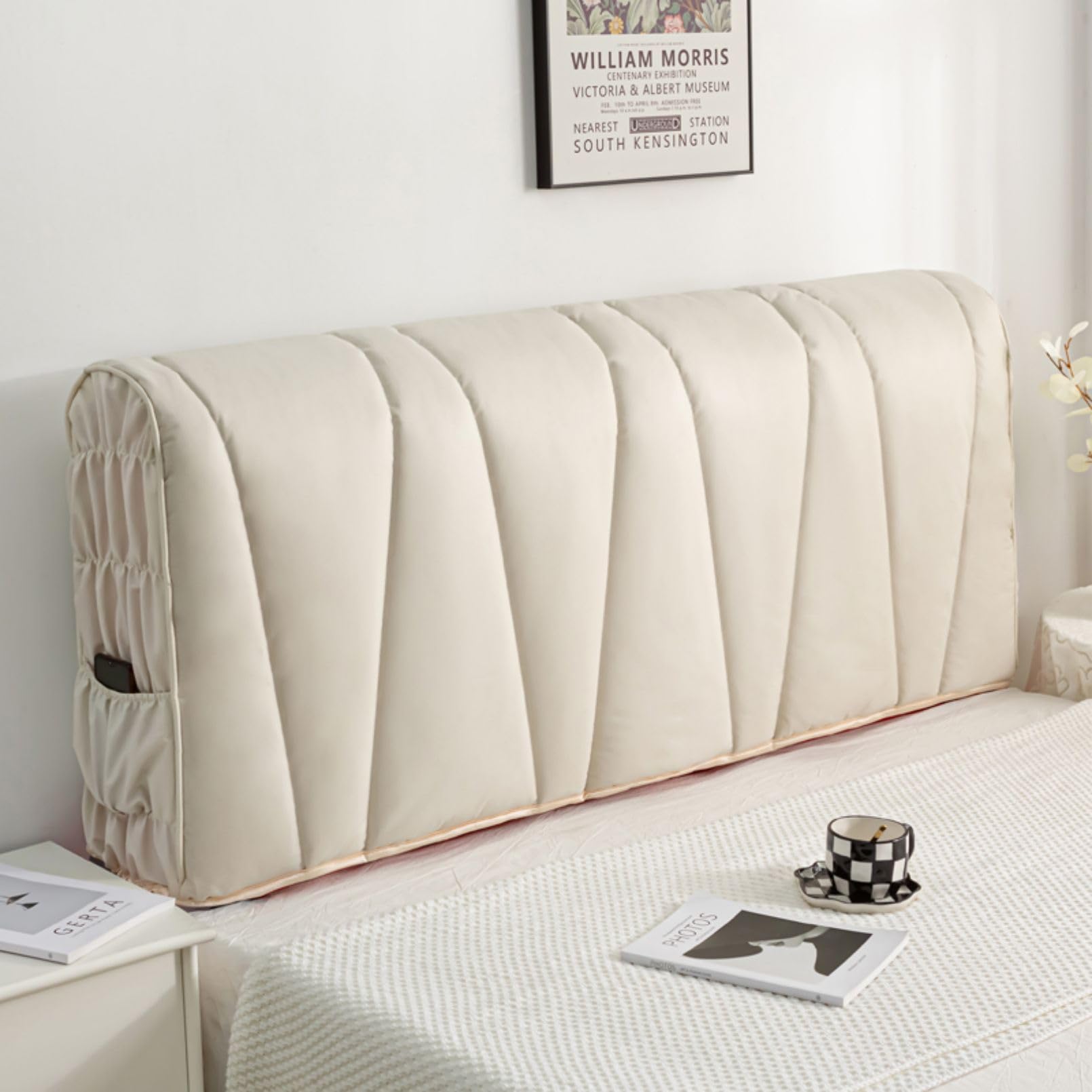 Cutfouwe Luxury Headboard Cover Headboard Covers for Bedroom & Living Room,Weiß,200cm