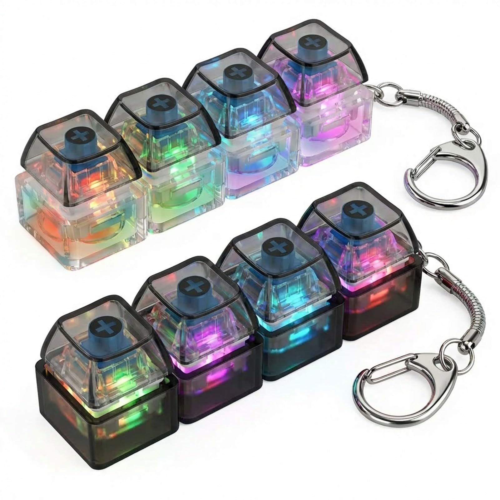 2PCS Light Up Keyboard Fidget Toy, Funny Clicky Fidget Keyboard with Lamp Lamp, Portable Mini Keyboard Fidget Toys, Clicker Stress Relief for Women Men Adults Decompression Gift (2)