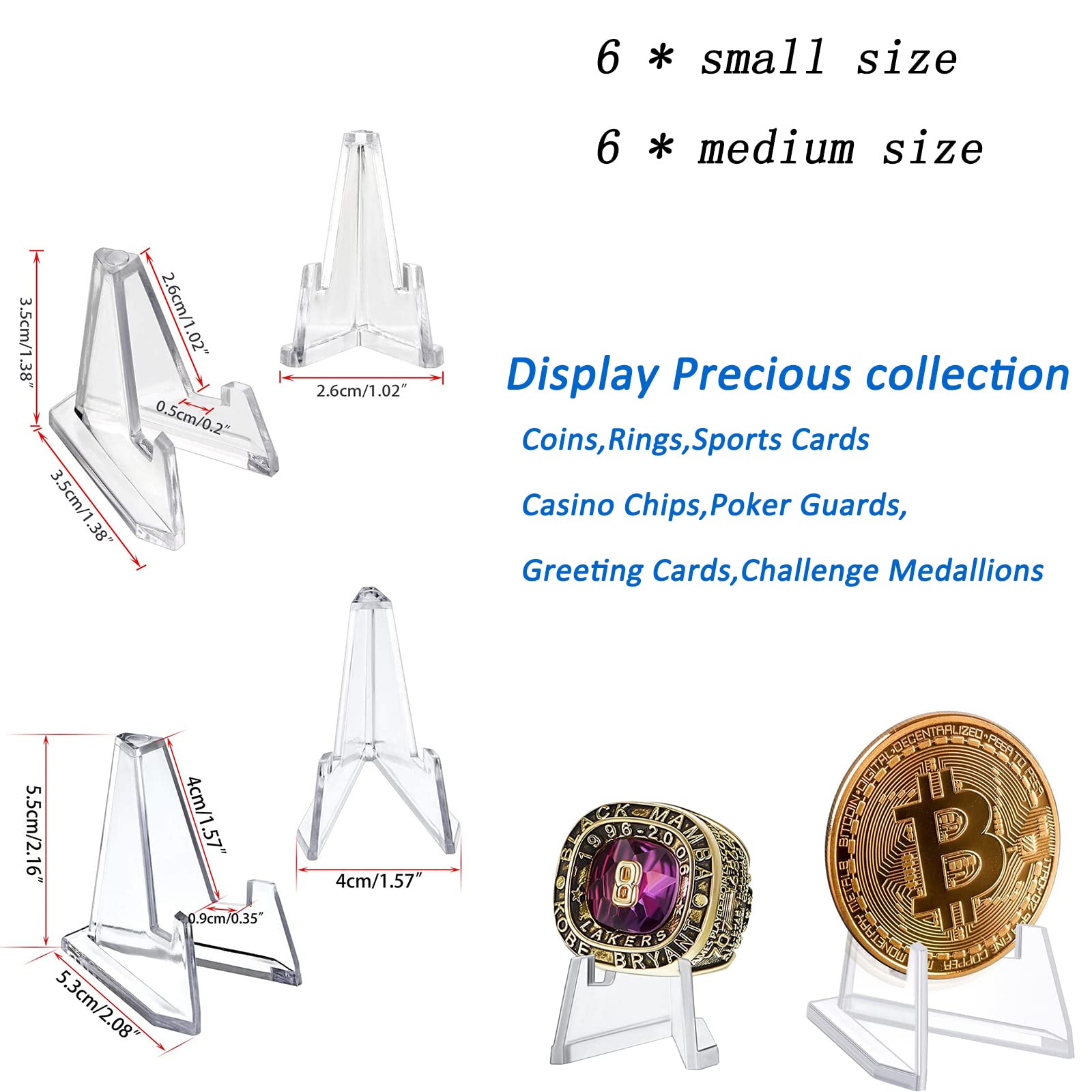 Championship Ring Display Case, 12 Ring Posts Baseball Ring Display Case,Ring Rack Display Gifts for Casino Poker Chip Collectibles Include 12 pcs Holder 4