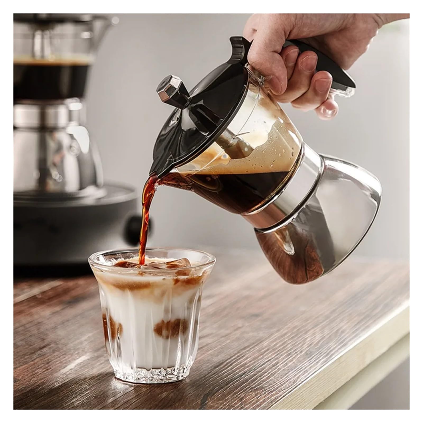 Genérico Cafetera Universal De Acero Inoxidable Moka Pot 4/6 Tazas(6 Cups)