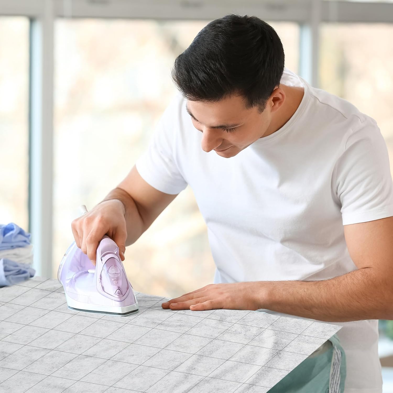 Breling Fusible Interfacing with 2.5 x 2.5 Inches Grid Nonwoven Layout Iron on Polyester/Rayon Lightweight Interfacing for DIY Crafts Supplies(Light Weight,48 Inches X 8 yd)