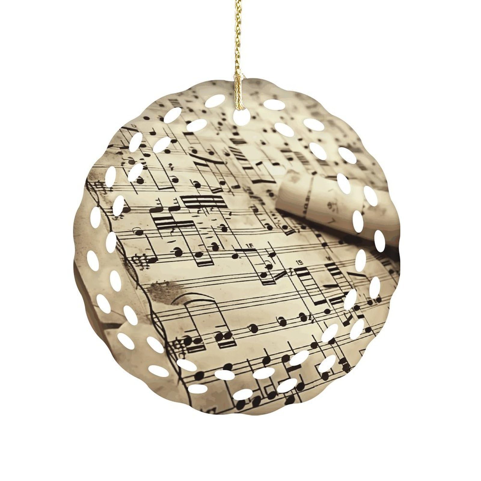 Sheet Music Christmas Ornament Holiday Hanging Decoration Xmas Tree Keepsake Personalized Xmas Tree Ornament Round Ceramic Ornaments for Keepsake Gifts Ideas Home Decor