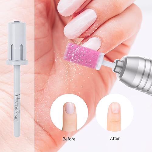 Miniatura 93 de MelodySusie 100 unidades de brocas de uñas, bandas de lijado para taladro de uñas, 120 bandas de lijado de lima de uñas de grano medio para uñas