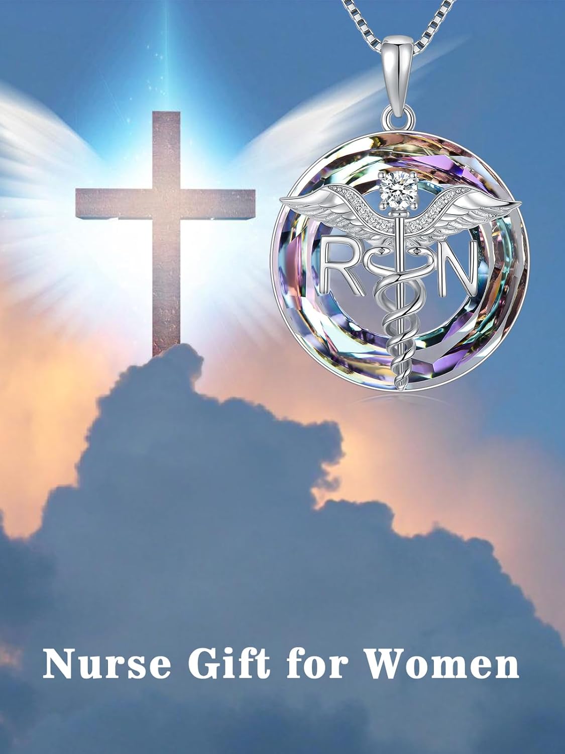 WINNICACA Nurse Gifts for Women 925 Sterling Silver Caduceus Angel Wing RN Necklaces Jewelry Gifts for Nurses Doctors Medical Students Nurses Week Appreciation Graduation Christmas Gift - Image 7