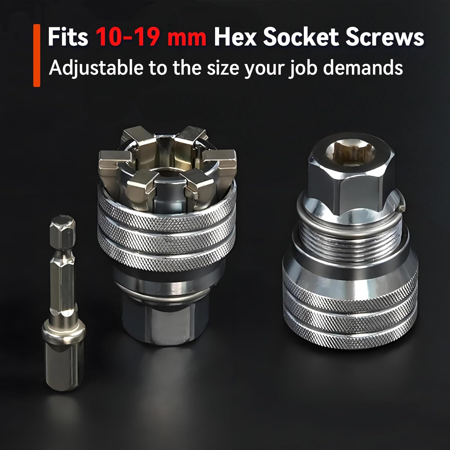 Upgraded Adjustable Universal Socket Wrench Tool, Multi-Function 10mm-19mm Universal Socket, Manual Socket Wrench Adjustable Sleeve for 3/8" Drive Ratchet, Torque Wrench & Power Drill
