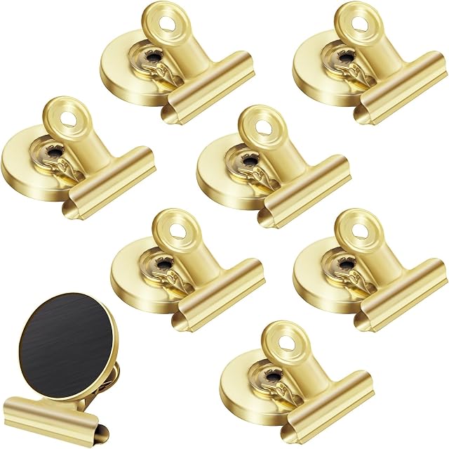 Artcut 8 Pack Gold Magnetic Clips, Strong Magnetic Clips for Fridge, Whiteboard, Magnetic Clip Fridge Magnet Clips for School, Office, 31mm Fridge Magnet for Photo, Note