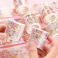Vista 15 de Alideco - Cintas adhesivas decorativas pequeñas de mochi washi, ideales para suministros de diario, manualidades, álbum de recortes, bricolaje