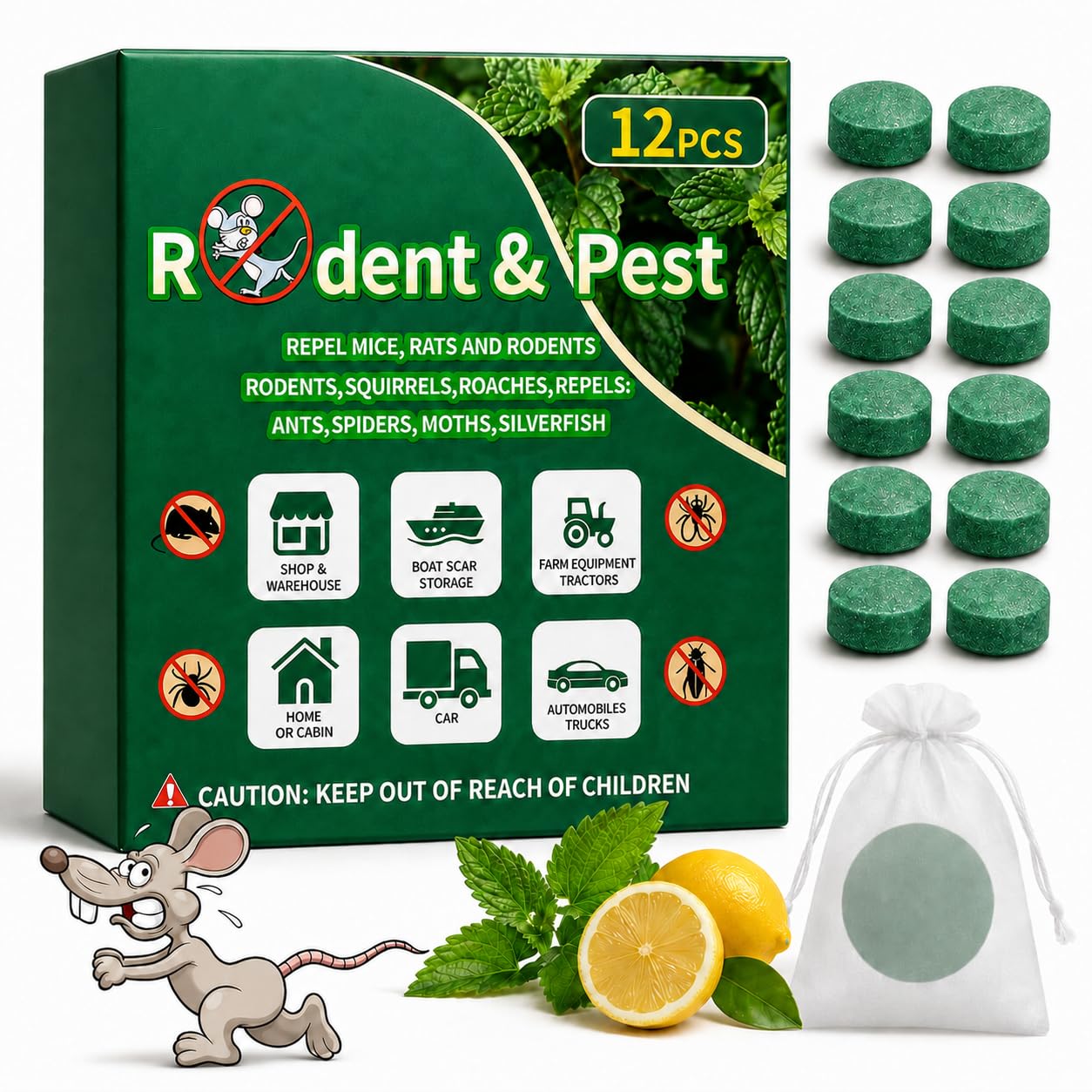 Mouse Repellent, 12 Pack Rodent Repellent Balls for Mice and Rats