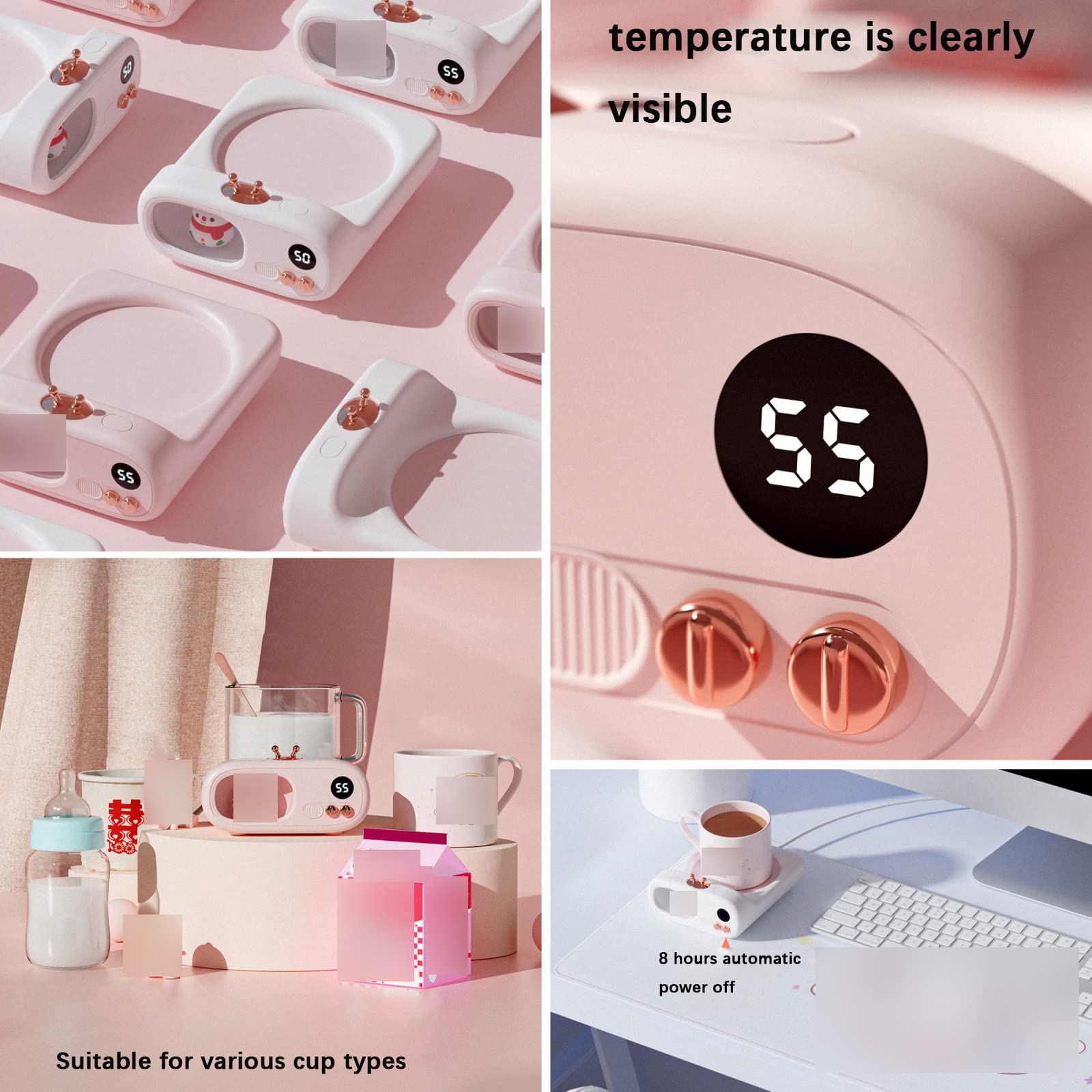 Posavasos con calefacción de café con muñeco de Nieve navideño con luz Nocturna, Posavasos con Aislamiento de 55 °, Placa calefactora de Temperatura Constante de Invierno