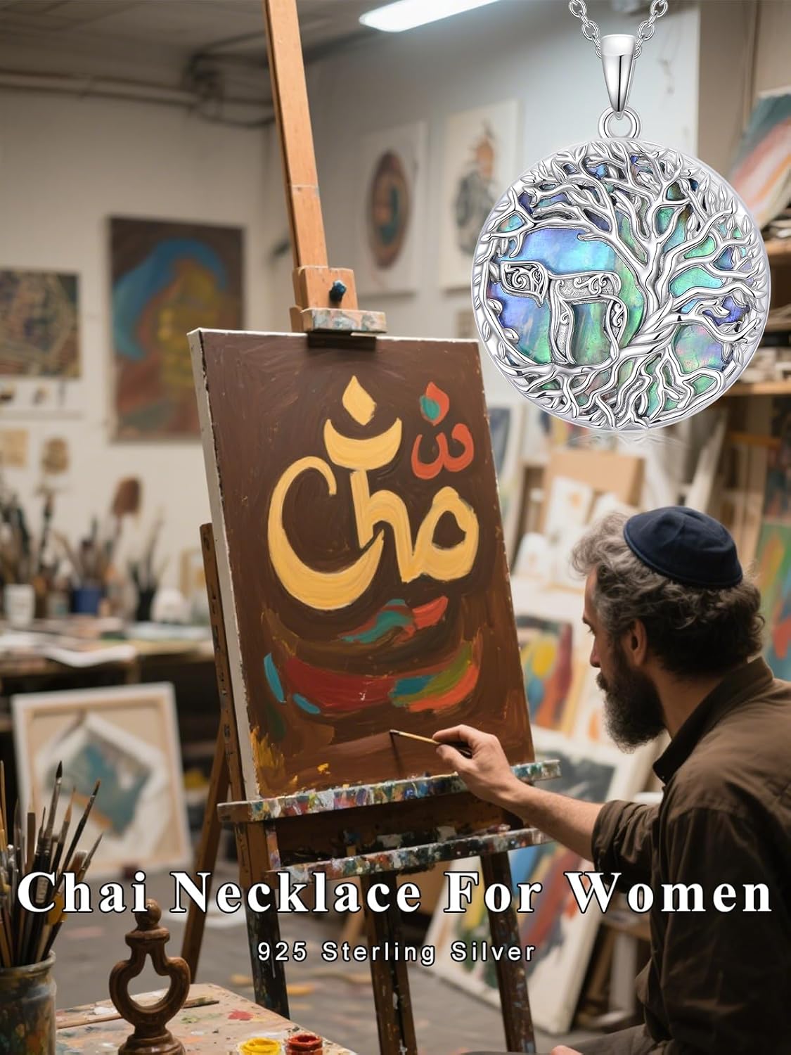 Jewish Jewelry Gifts Necklace Messiah/Chai/Star of David Tree of Life Necklace 925 Sterling Silver Protection Jewelry Gifts for Women Men - Image 6