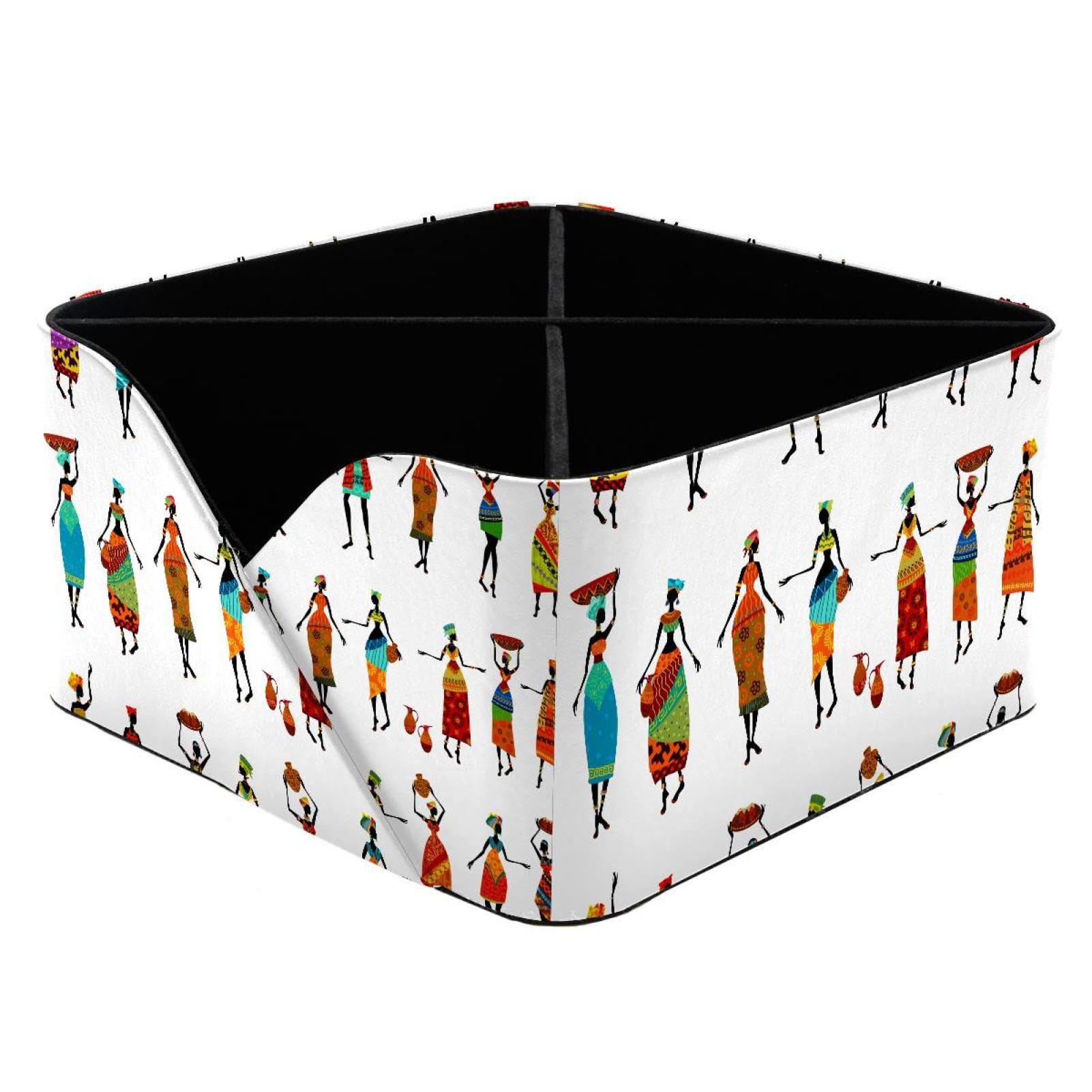 KengjuTesu African Womans Desktop Organizer Pen Holder, Rectangular Pencil Cup for Office, Study and Makeup Stations
