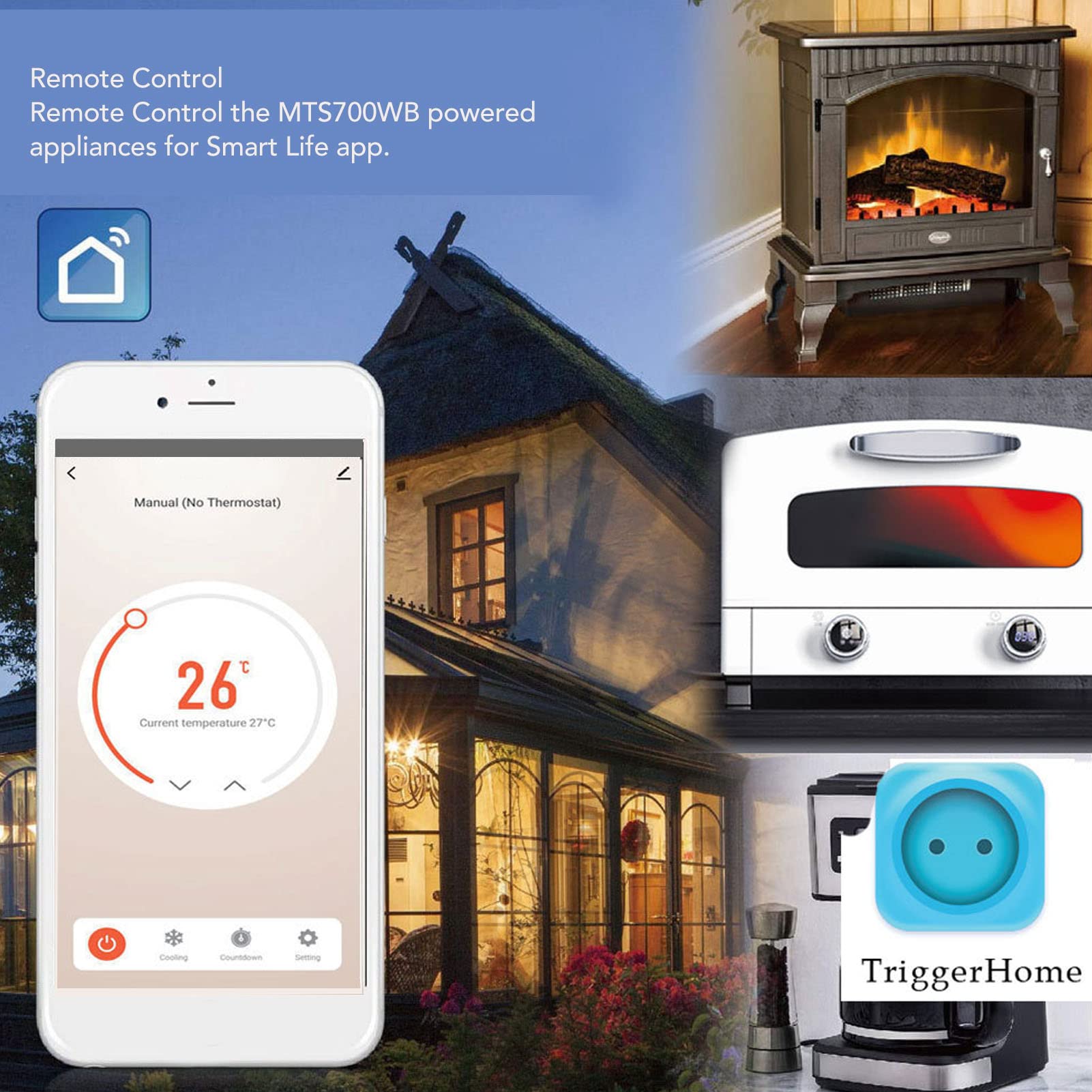 TOPINCN Thermostat WiFi Intelligent Programmable Prise de Courant Télécommande Blanc Thermostat sans Fil Prise de Courant Thermostat Intelligent pour Pièce Intérieure 2,4 GHz WiFi EU Plug