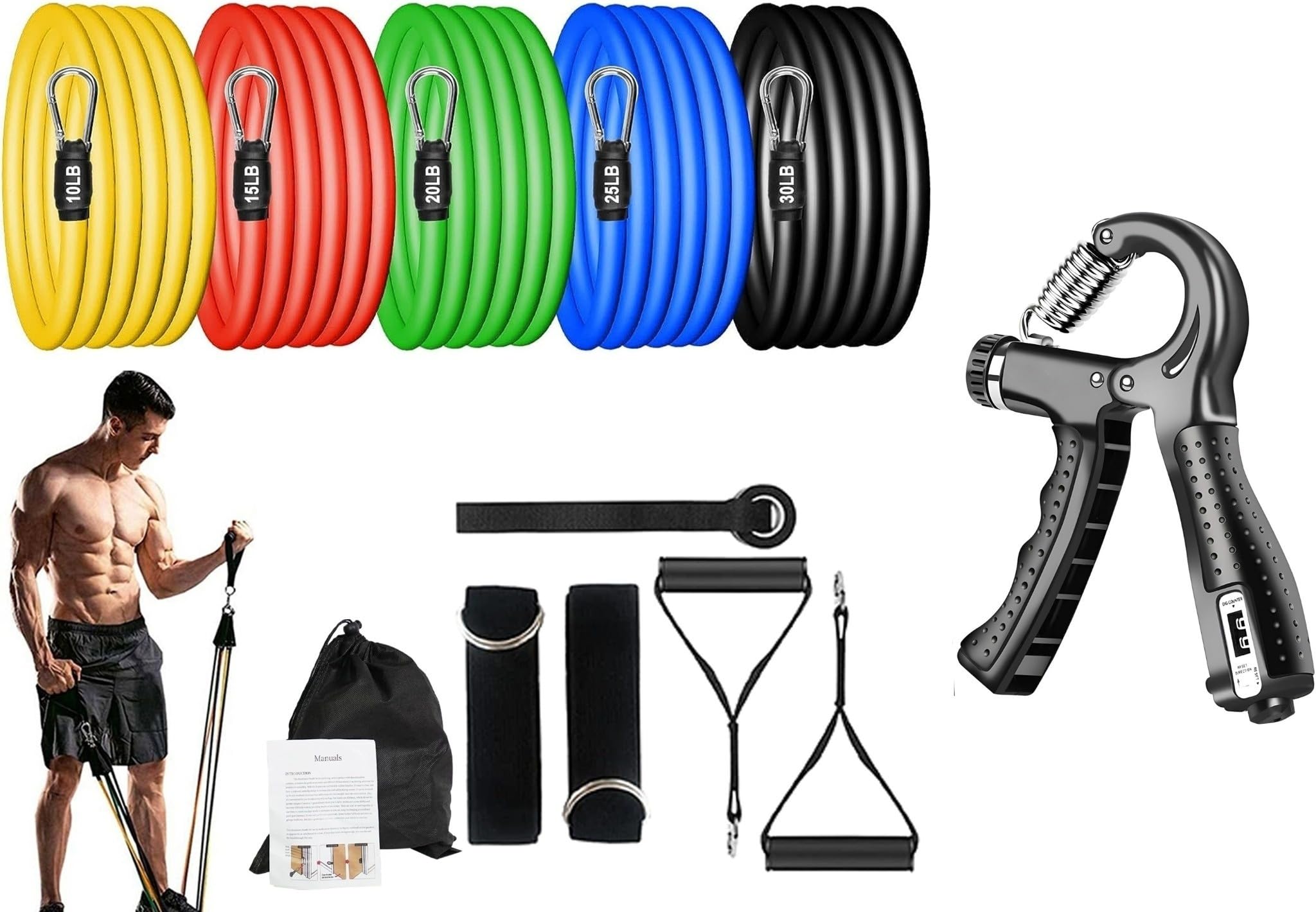 Quick Fit Dynamic Fitness Combo of Countable Hand Gripper & Resistance Bands Set (B0DBDWPKW8) Amazon Price History, Amazon Price Tracker