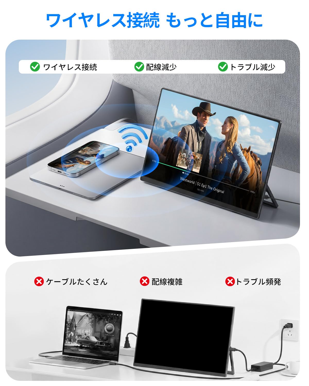 Amazon.co.jp: 【Amazon限定】ワイヤレス モバイルモニター 15.6インチ