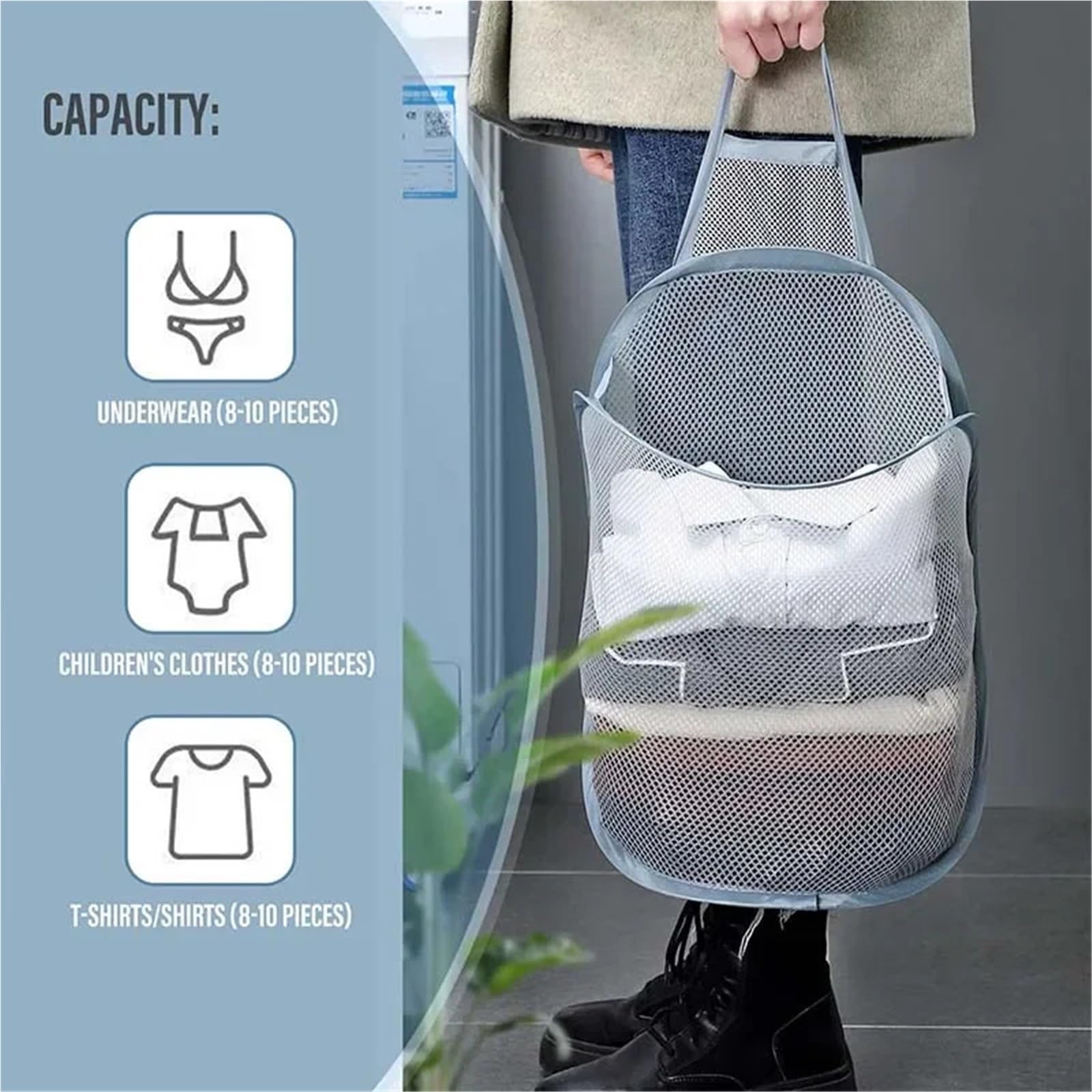 Cesto de Ropa Sucia portátil, Plegable, Transpirable, para Colgar en la Pared, para el baño.