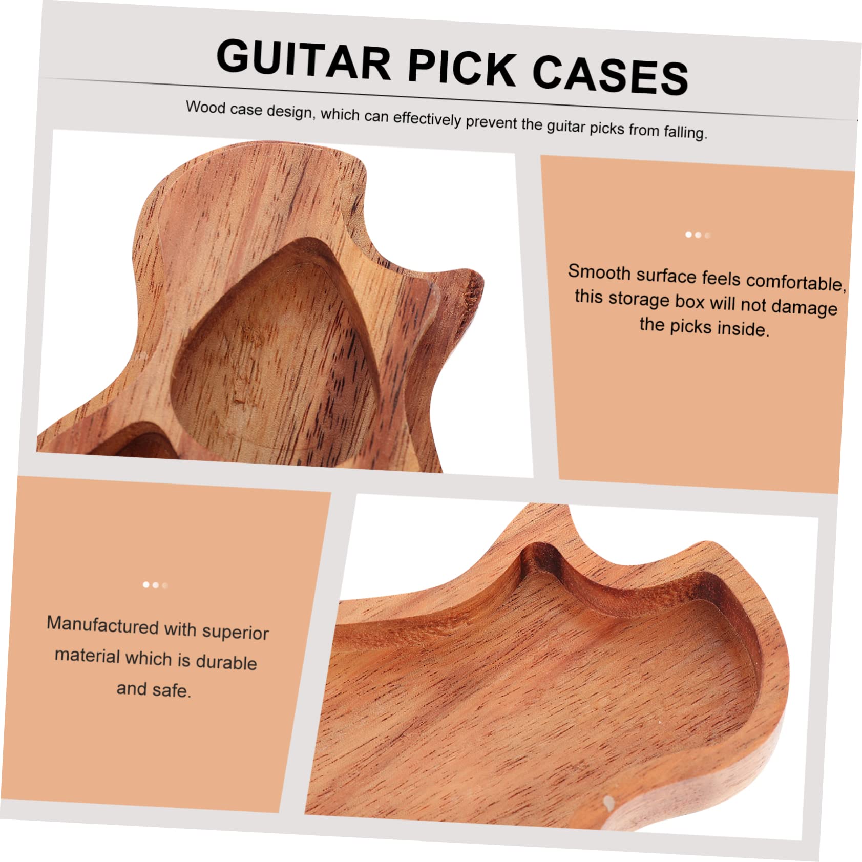 QUMIIRITY 1Pc Wooden Guitar Pick Case Practical Pick Holder for Acoustic Electric Guitars Travel Friendly Design Smooth Surface present for Guitar Players Wood Color