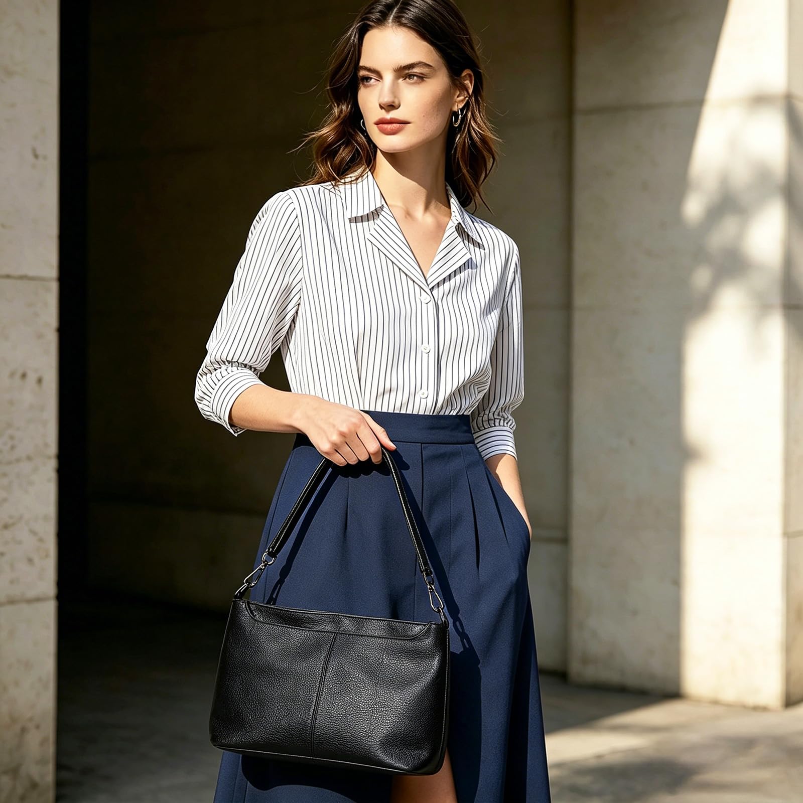 BAIGIO Damen Handtasche Mittelgroß Echtleder Umhängetasche Crossbody Bag