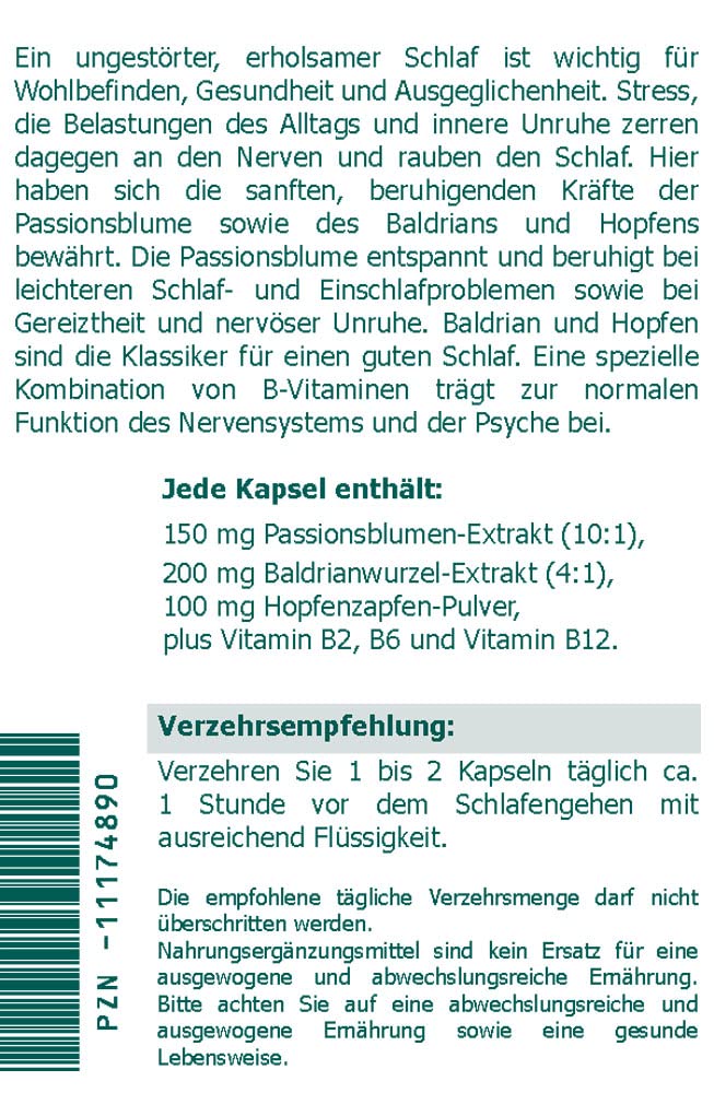 Passionsblume Baldrian Nerven Kapseln 120 Stk. für einen guten Schlaf