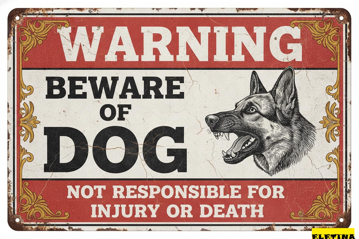 Tin Sign for Man Cave Beware Of Dog Belgian Malinois Metal Warning Beware Of Dog S Fence Outdoor Farm Garden Gate Home Yard Decor 8x12in Private Property Decorative