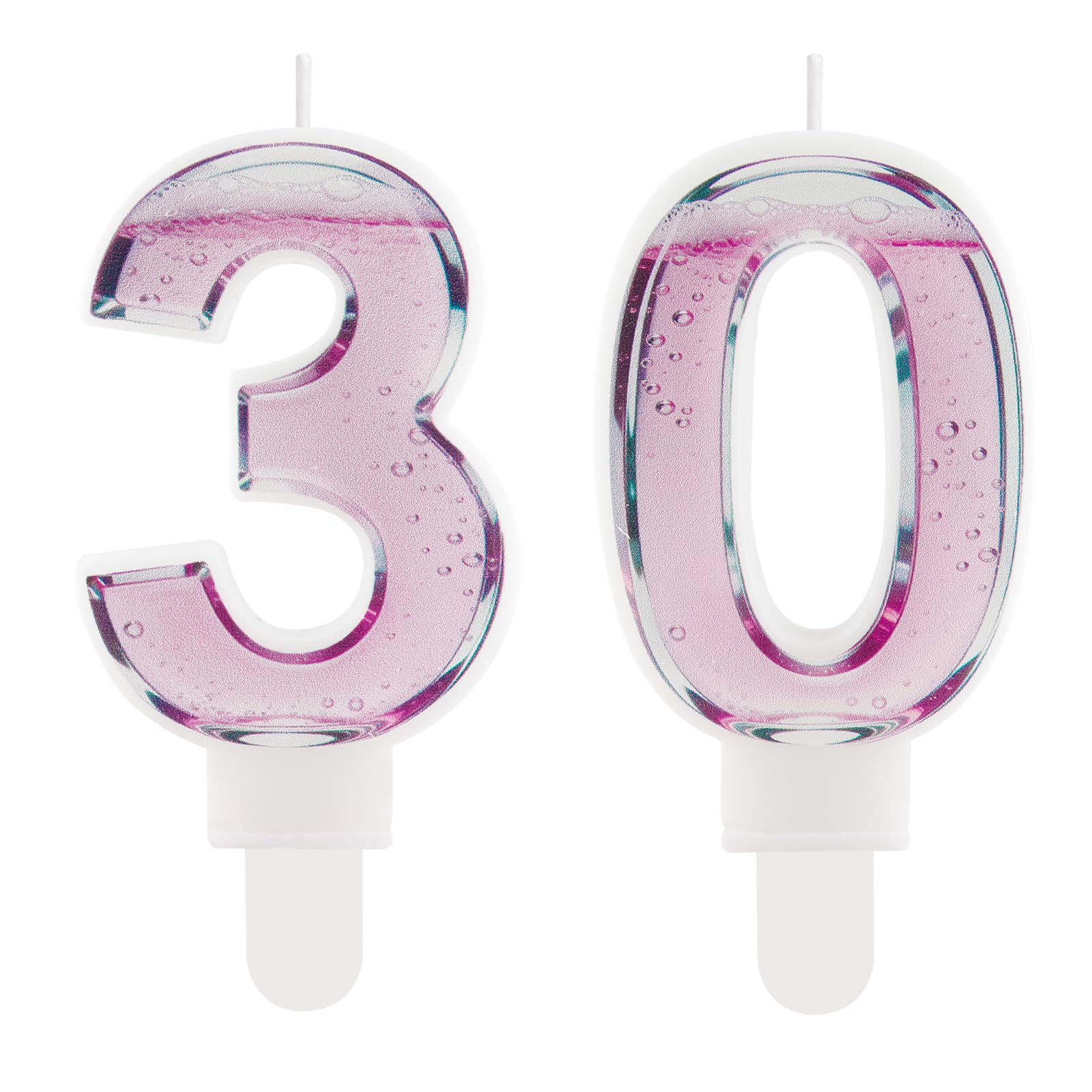 Funny Rosé Champagne Themed Birthday Candles - Number 30 Pink Cocktail Cake Topper Decorations, Sparkling Wine Candles 30 for Women, 18th 21st 30th 40th 50th Birthday Gifts for Mum Her Best Friend
