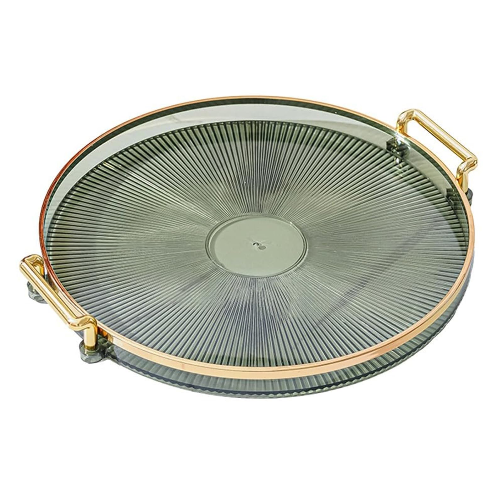 XISAOK Elegant Vanity Tray with Extended Handle for Makeup and Jewelry Round Drink Serving Plate Dining Room Decoration