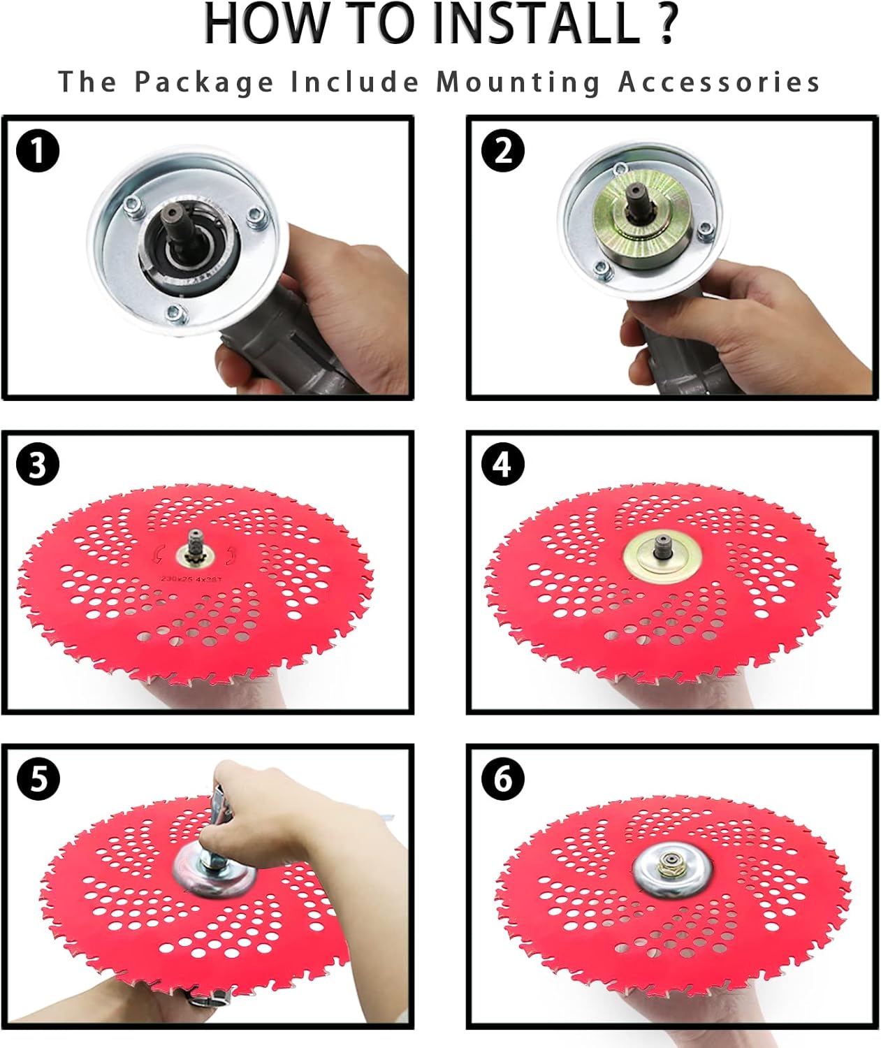 2 Pack 9" x 36 Teeth Carbide Tipped Brush Cutter Blades, Weed Eater Blades, Weed Wacker Blade for Brush Cutter, Trimmer, Weed Eater