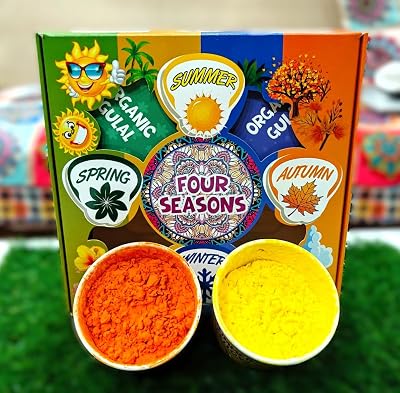 Niku Herbal Organic Holi Gulal Color | 4 Seasons Colours | Non Toxic, Easy to Remove, Soft Skin Friendly | Pack of 4-50g